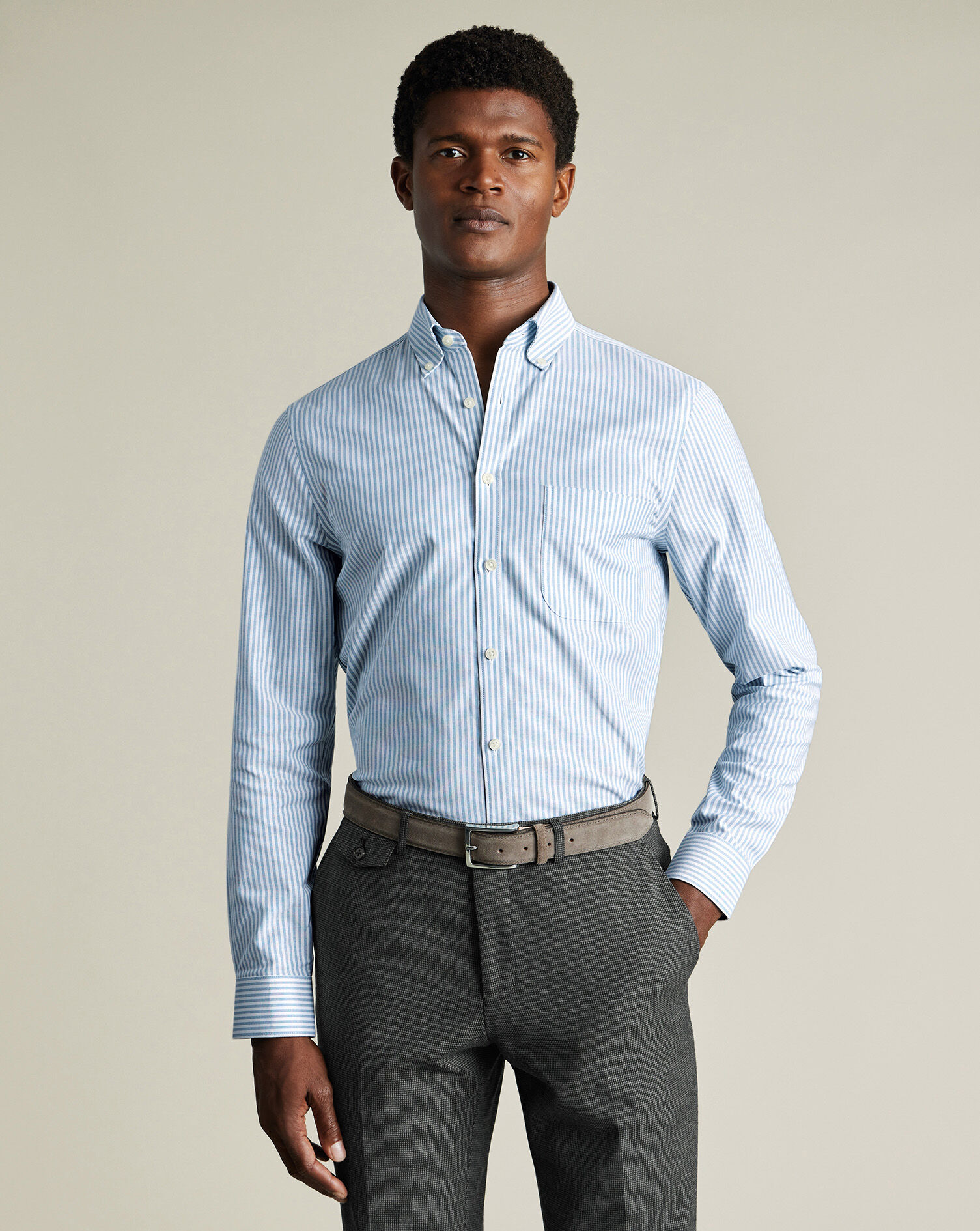Non-Iron Stretch Oxford Shirt - Royal Blue