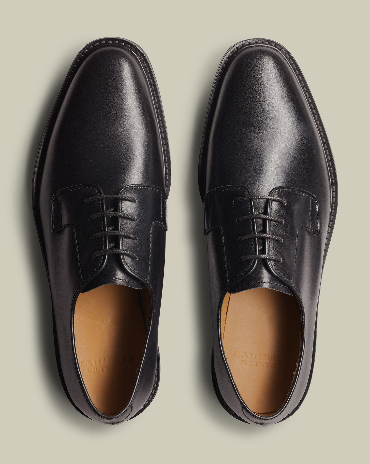 Leather Derby Rubber Sole Shoe - Black