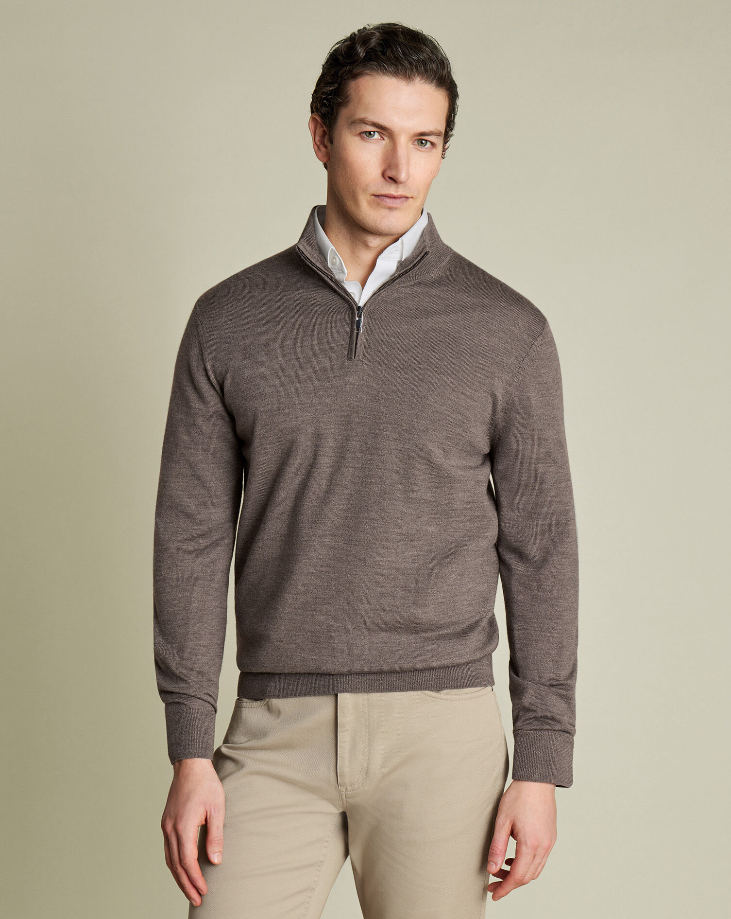 Merino Quarter Zip Sweater - Mocha