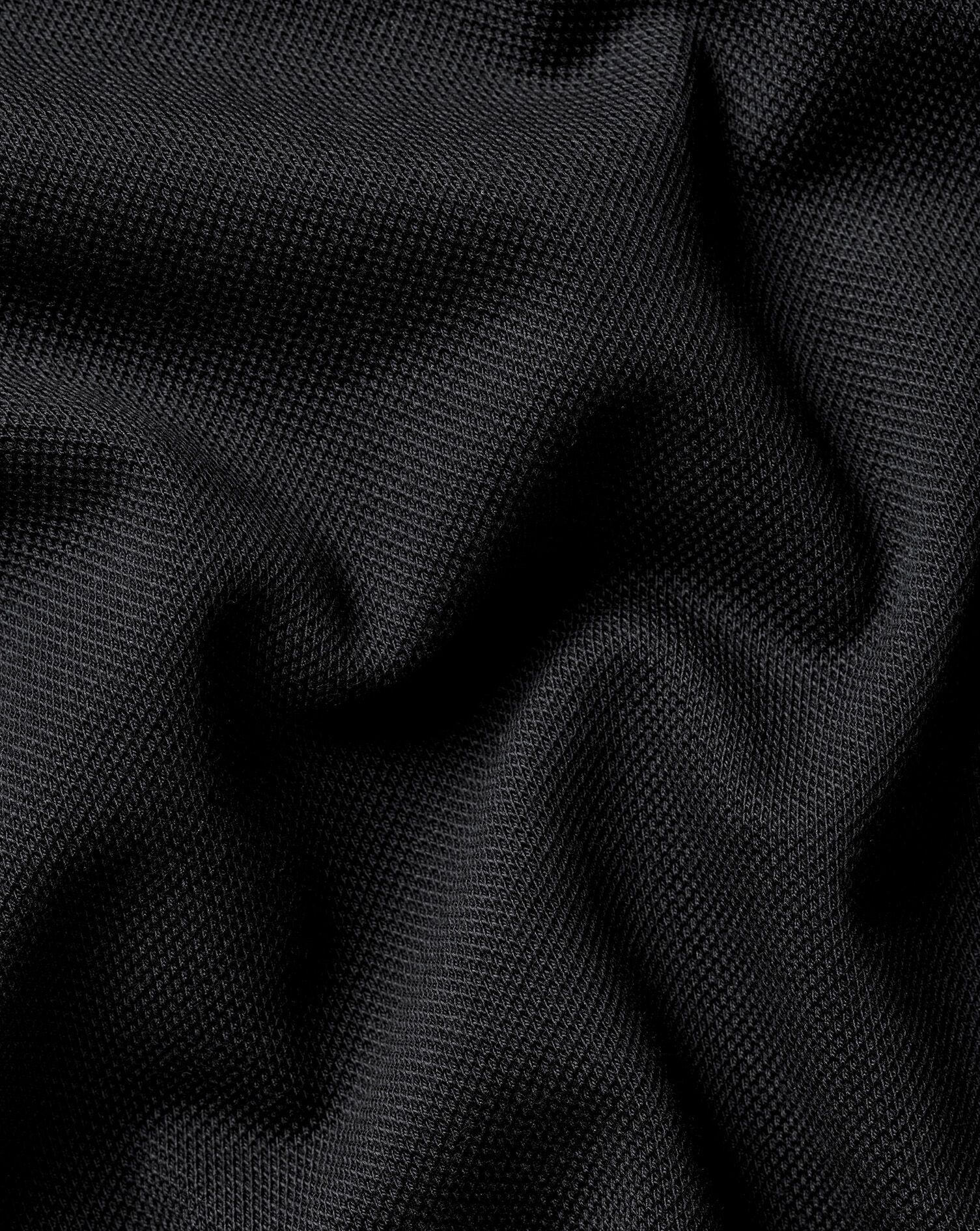 Long Sleeve Smart Pique Polo - Black