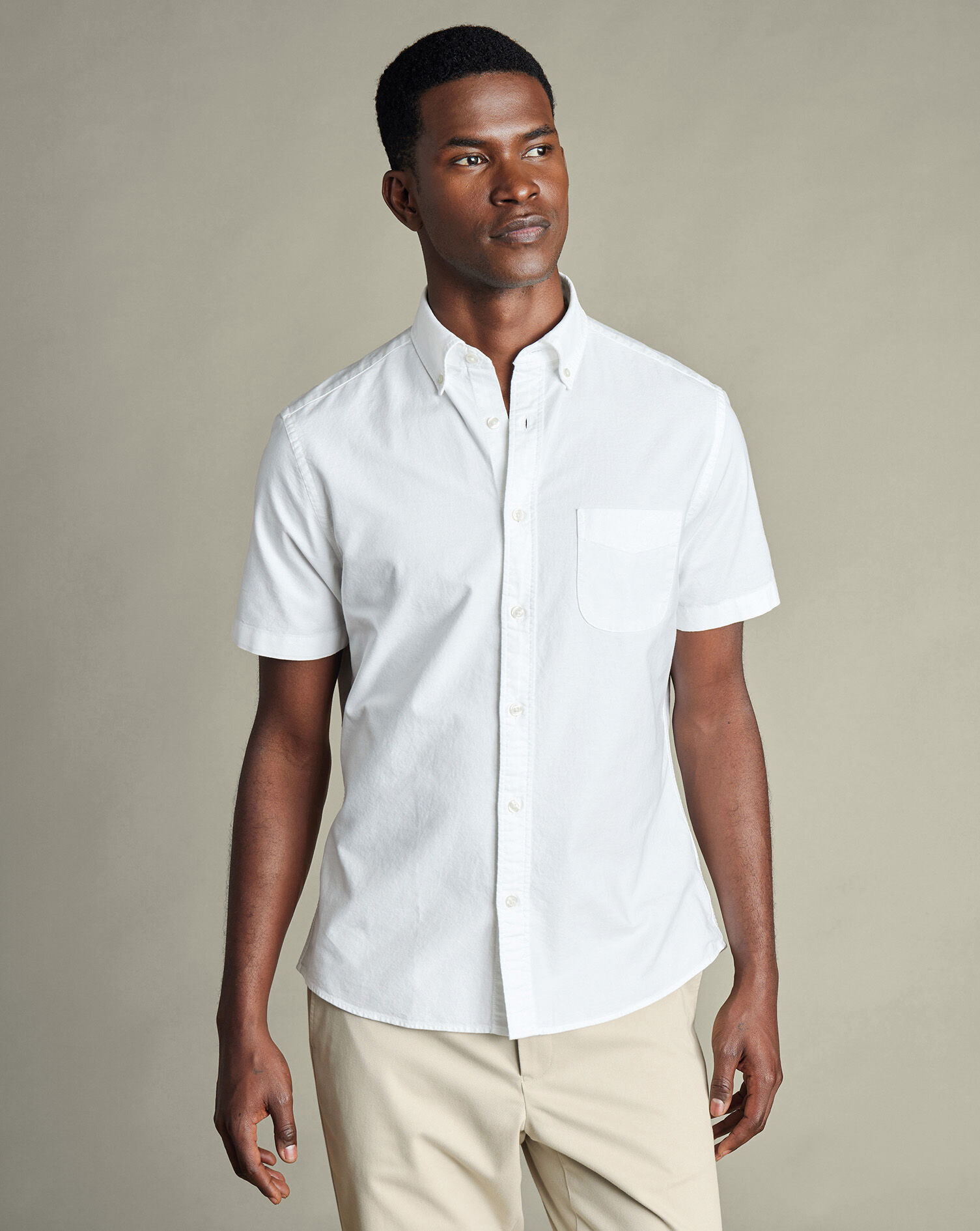 Washed Oxford Short Sleeve Shirt - White
