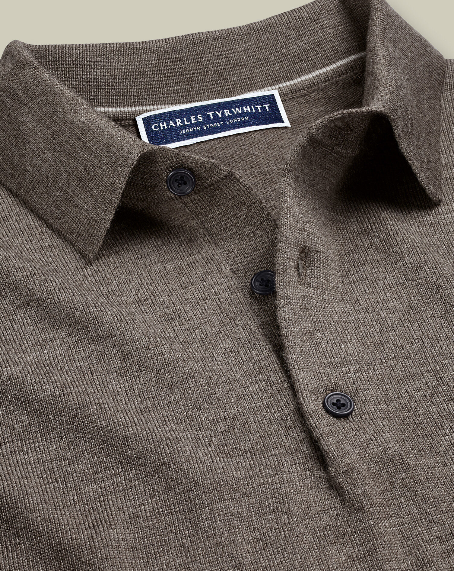 Pure Merino Knitted Polo - Mocha