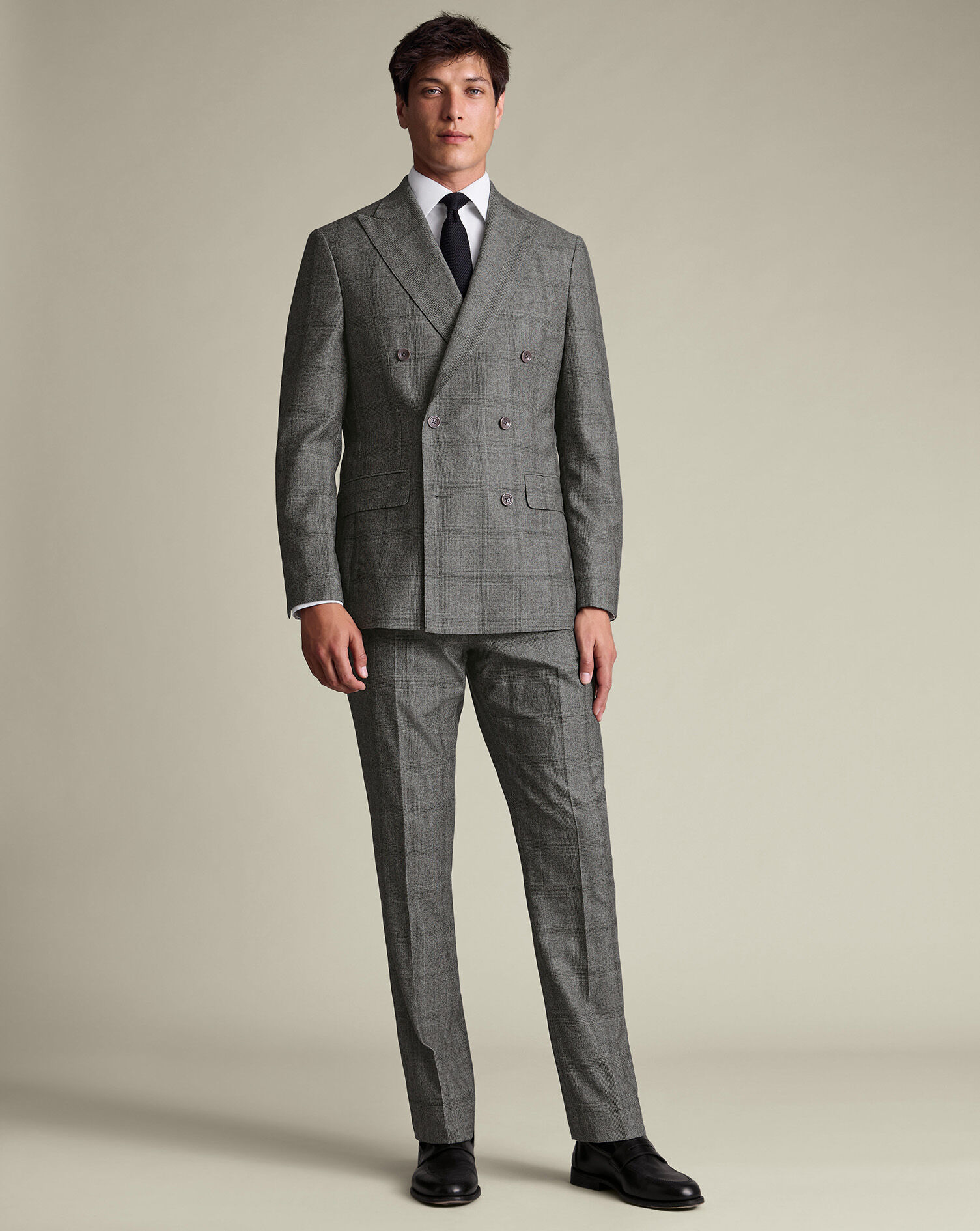 Double Breasted Ultimate Performance Check Suit - Gray