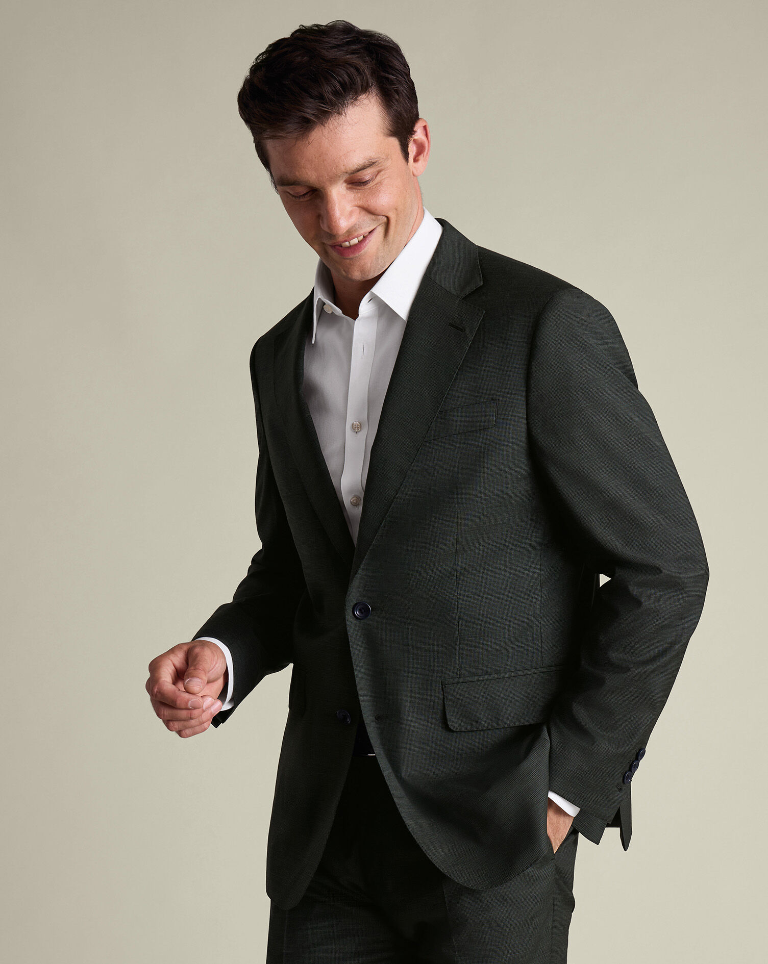 Italian Puppytooth Suit Jacket - Forest Green
