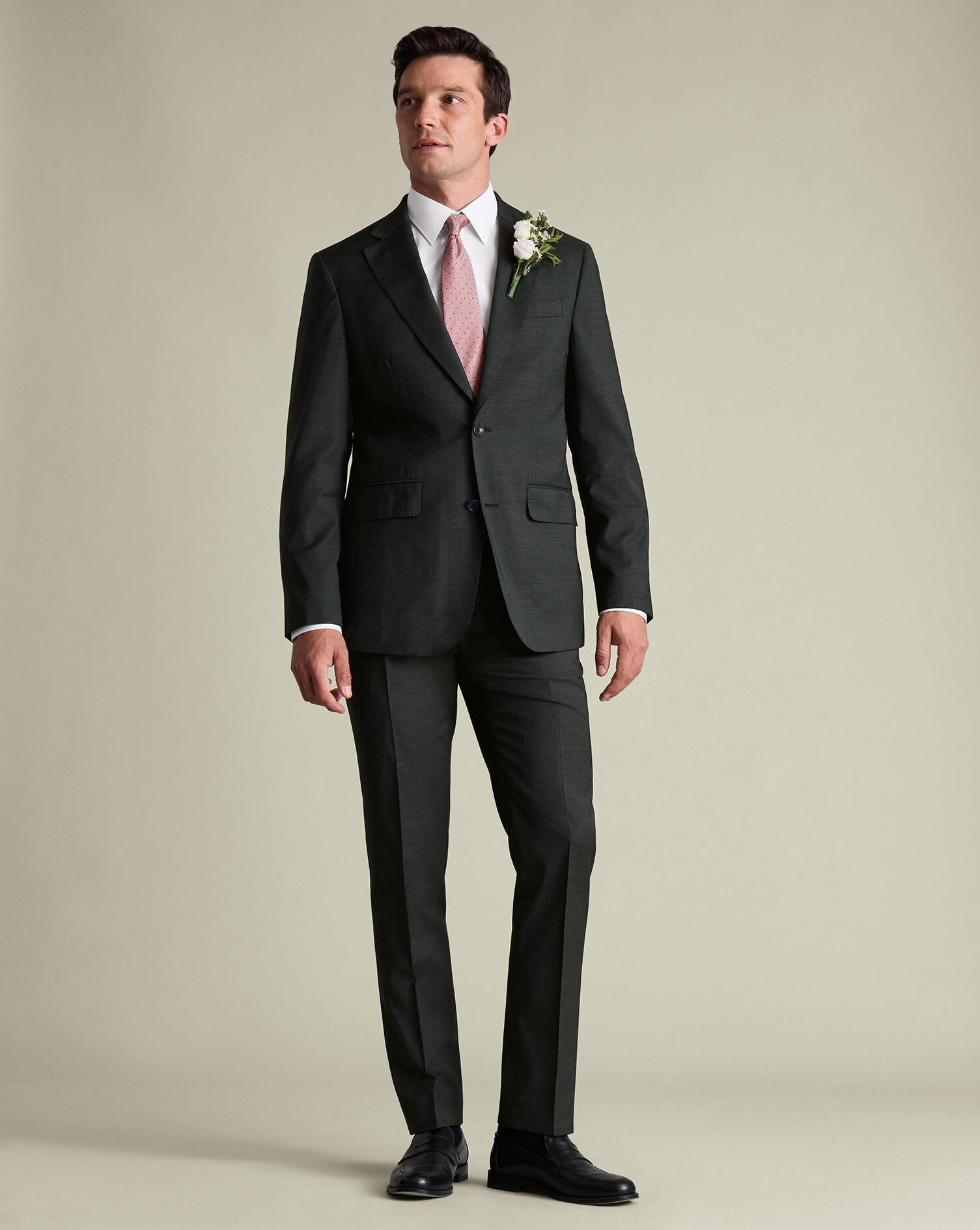 Puppytooth Italian Suit - Forest Green