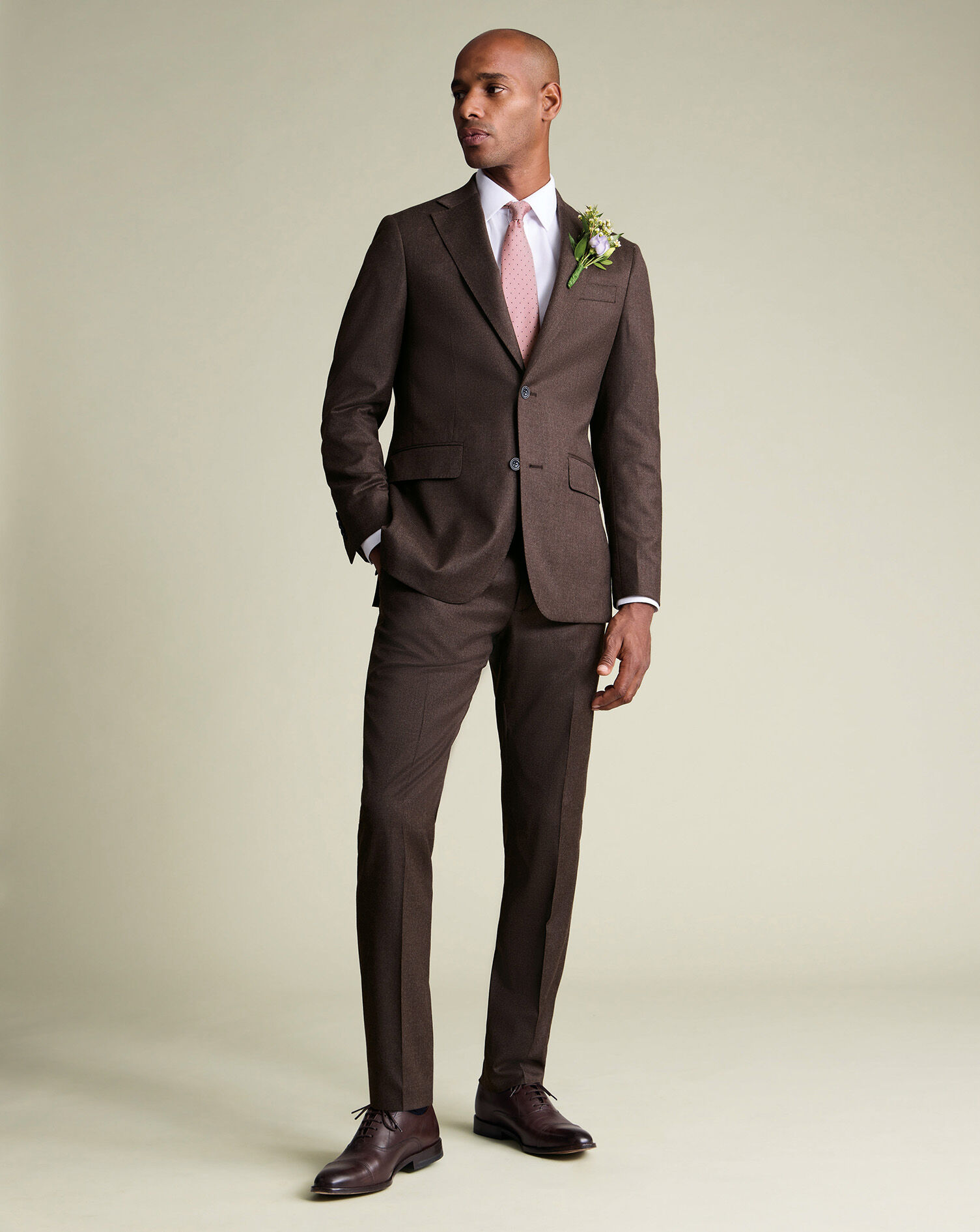Italian Flannel Suit - Chocolate Brown