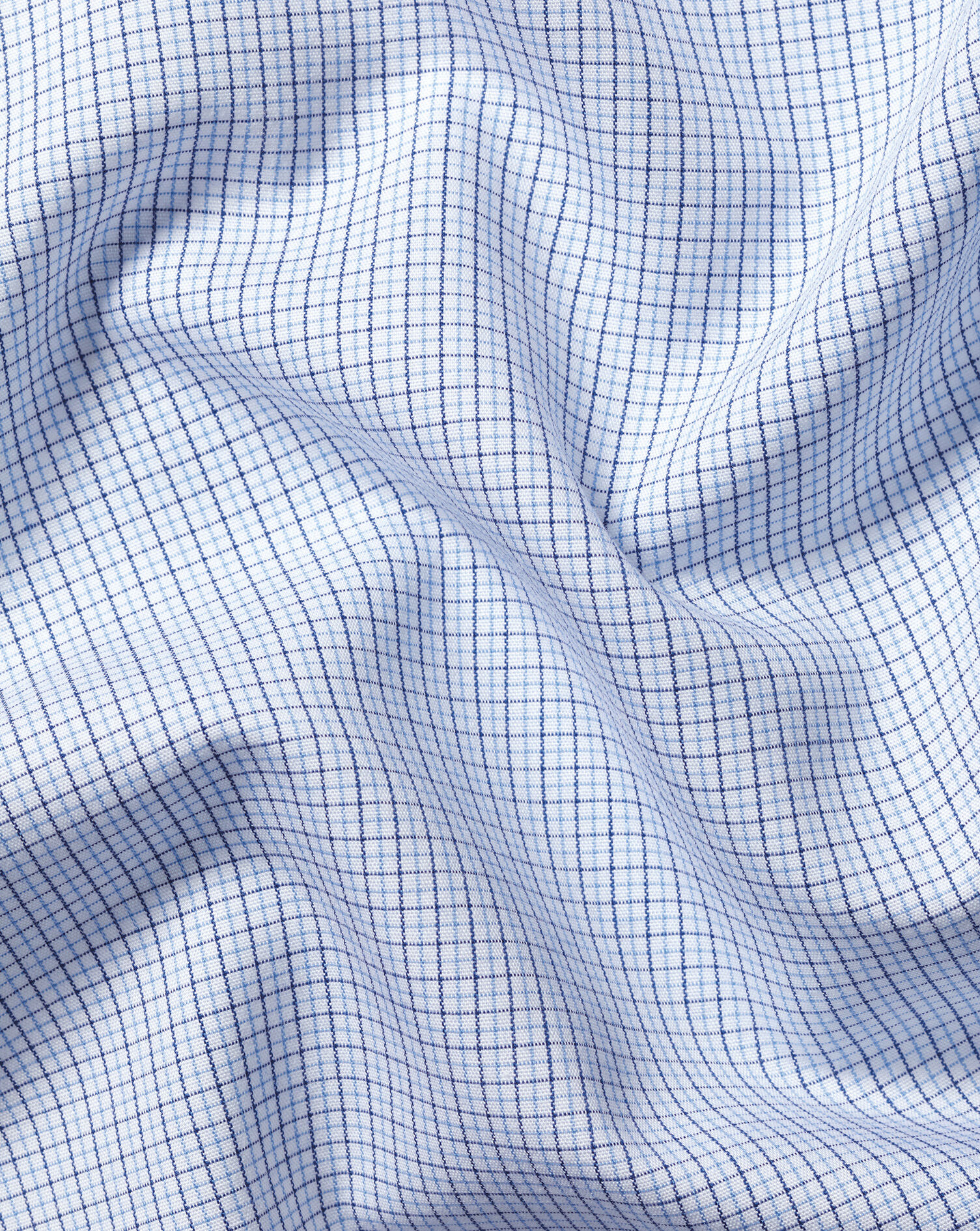 Non-Iron Poplin Check Shirt - Cobalt Blue