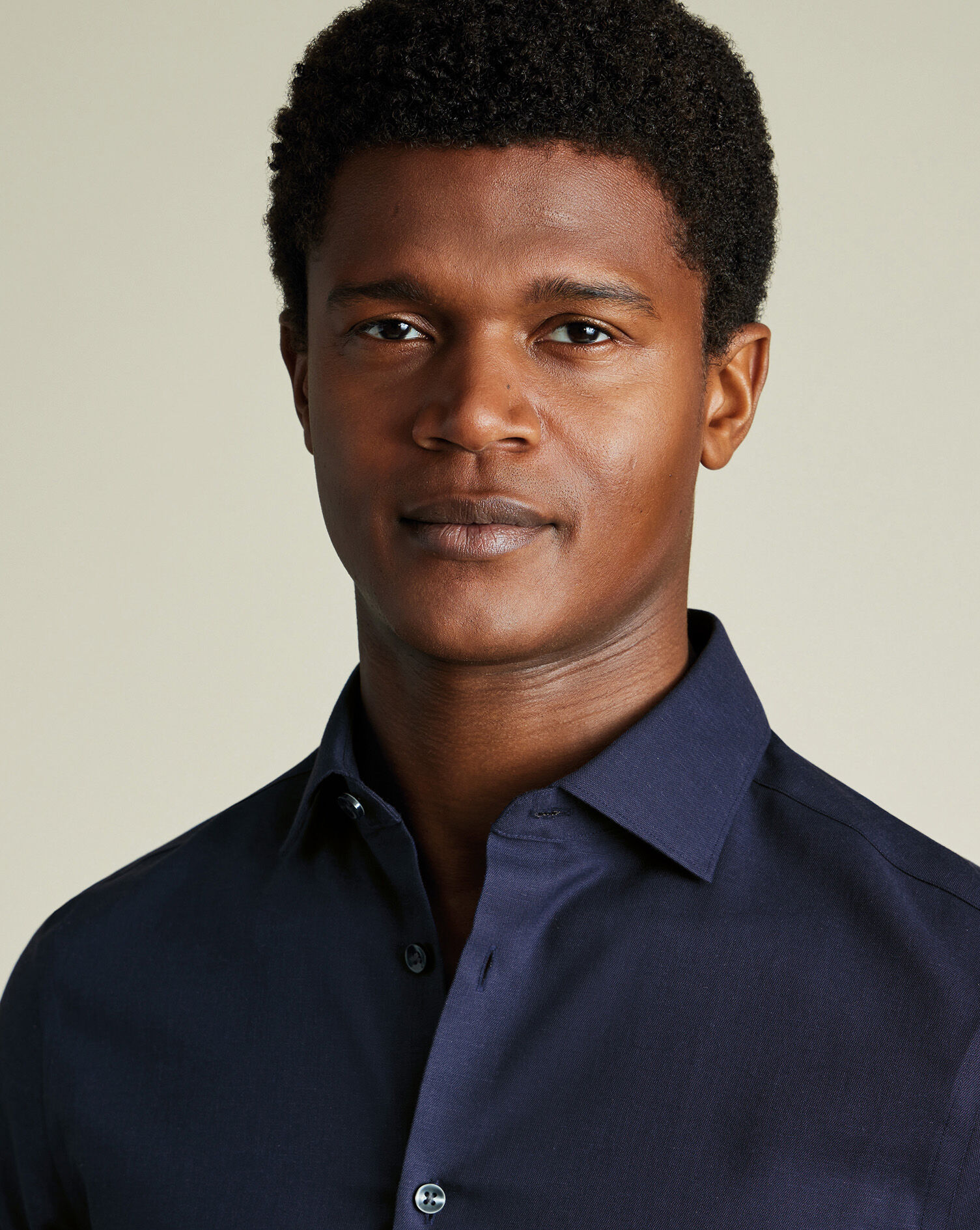 Non-Iron Cotton Linen Shirt - Ink Blue