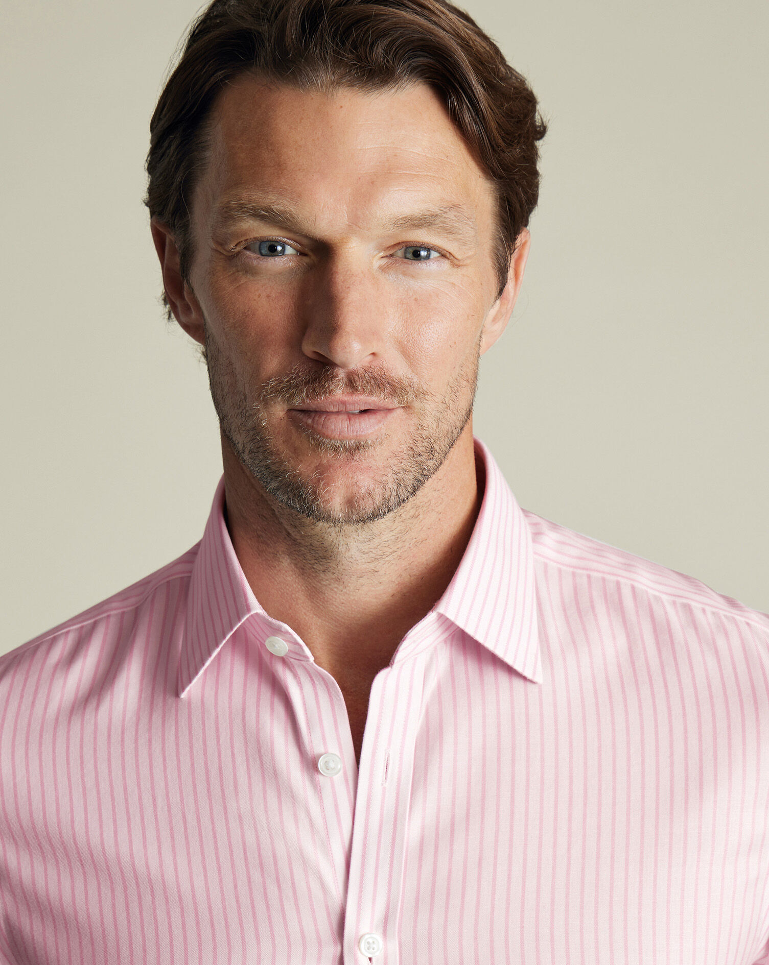 Non-Iron Twill Stripe Shirt - Pink