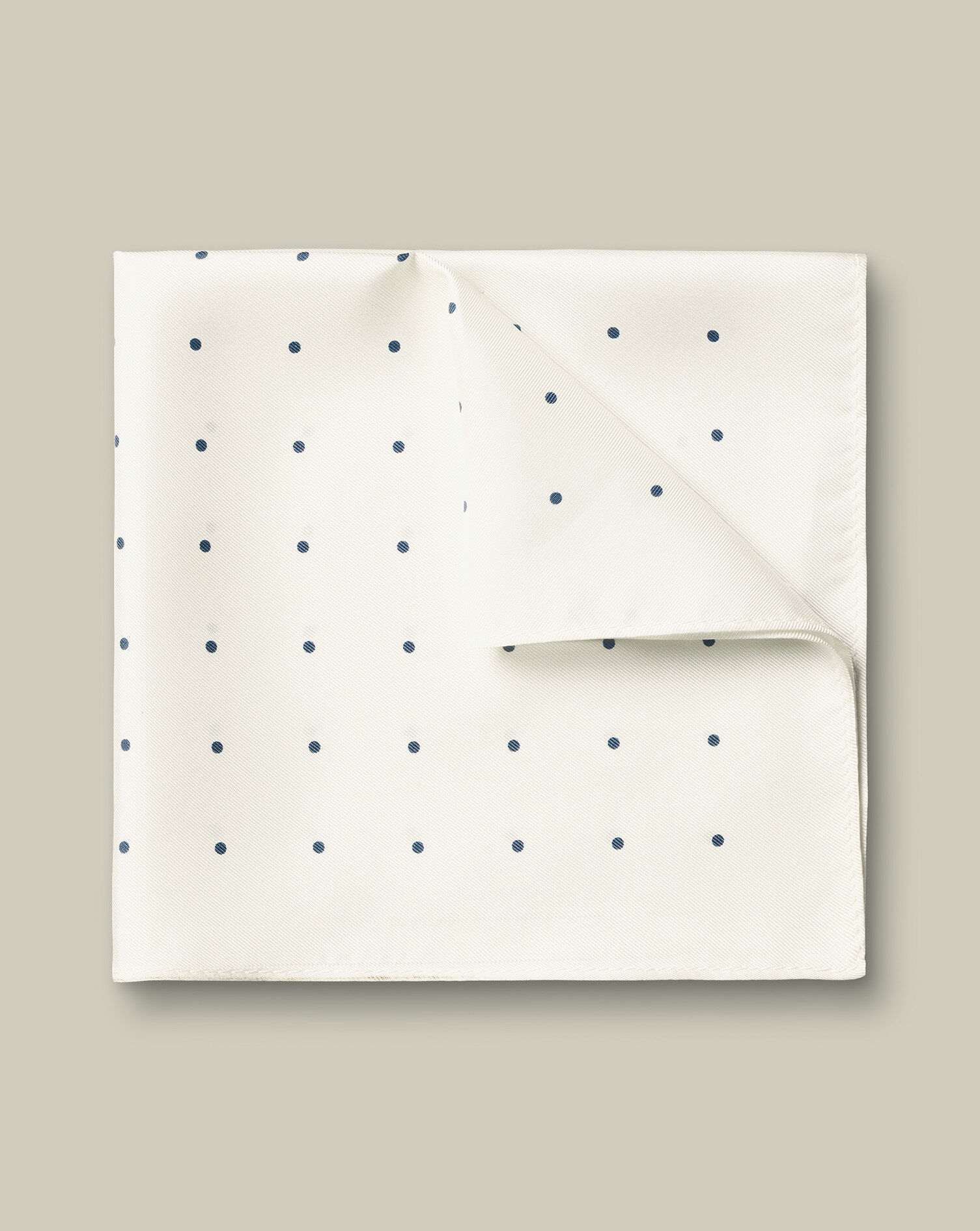 Silk Spot Pocket Square - Ivory & Navy