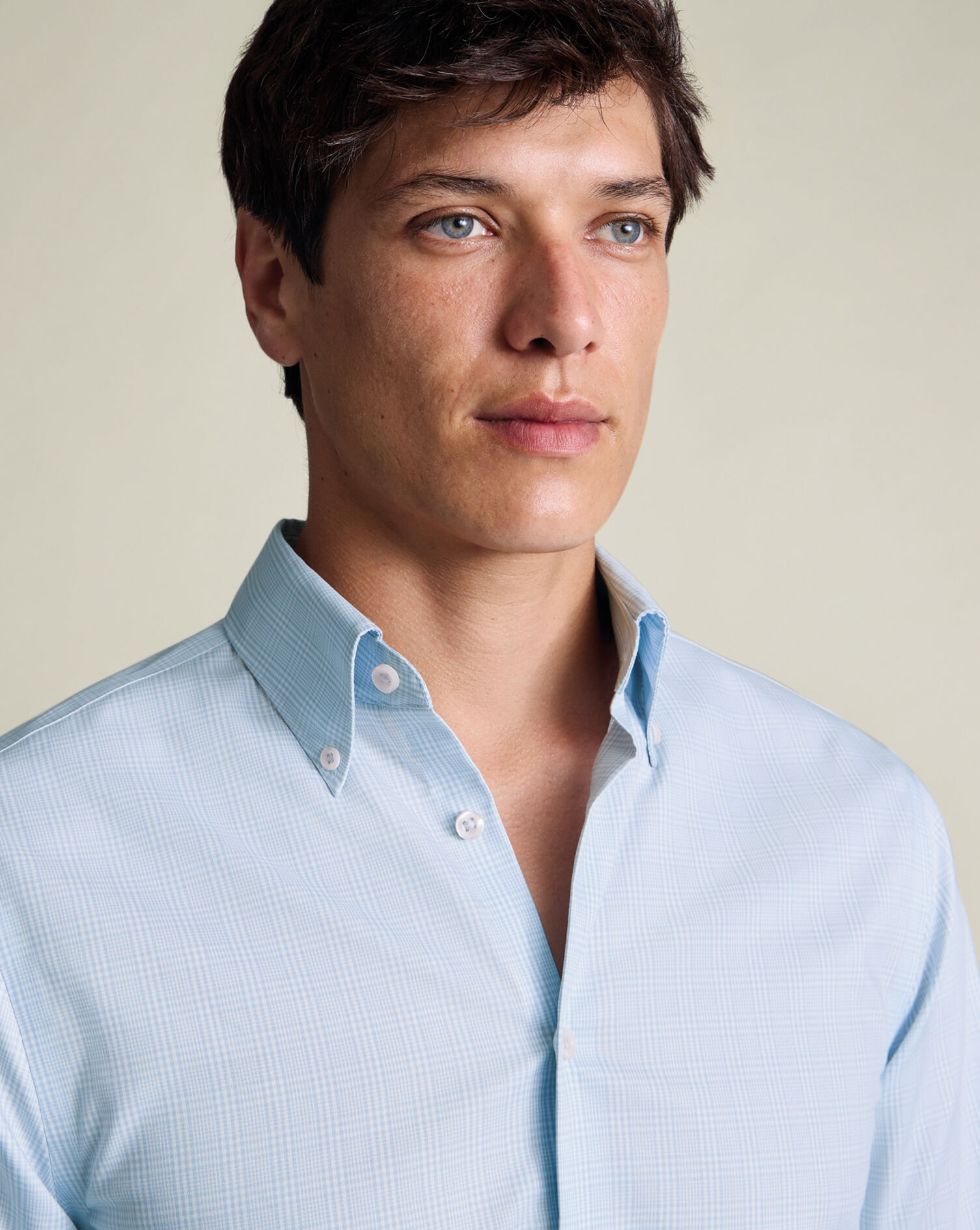 Button-Down Non-Iron Oxford Prince of Wales Check Shirt - Blue