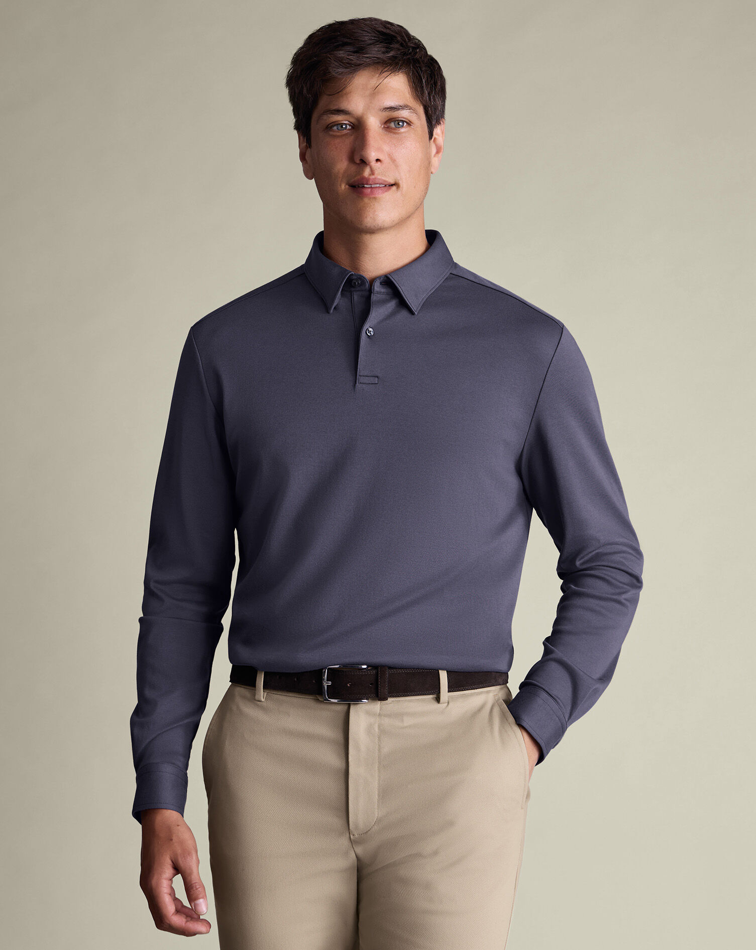 Dark Mauve Long Sleeve Smart Jersey Polo