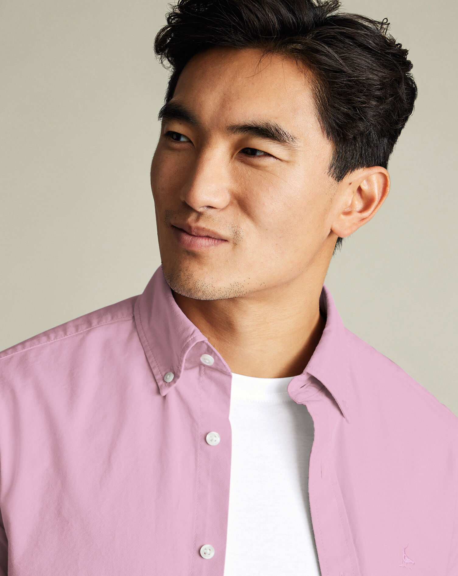 Stretch Washed Oxford Short Sleeve Shirt - Pink