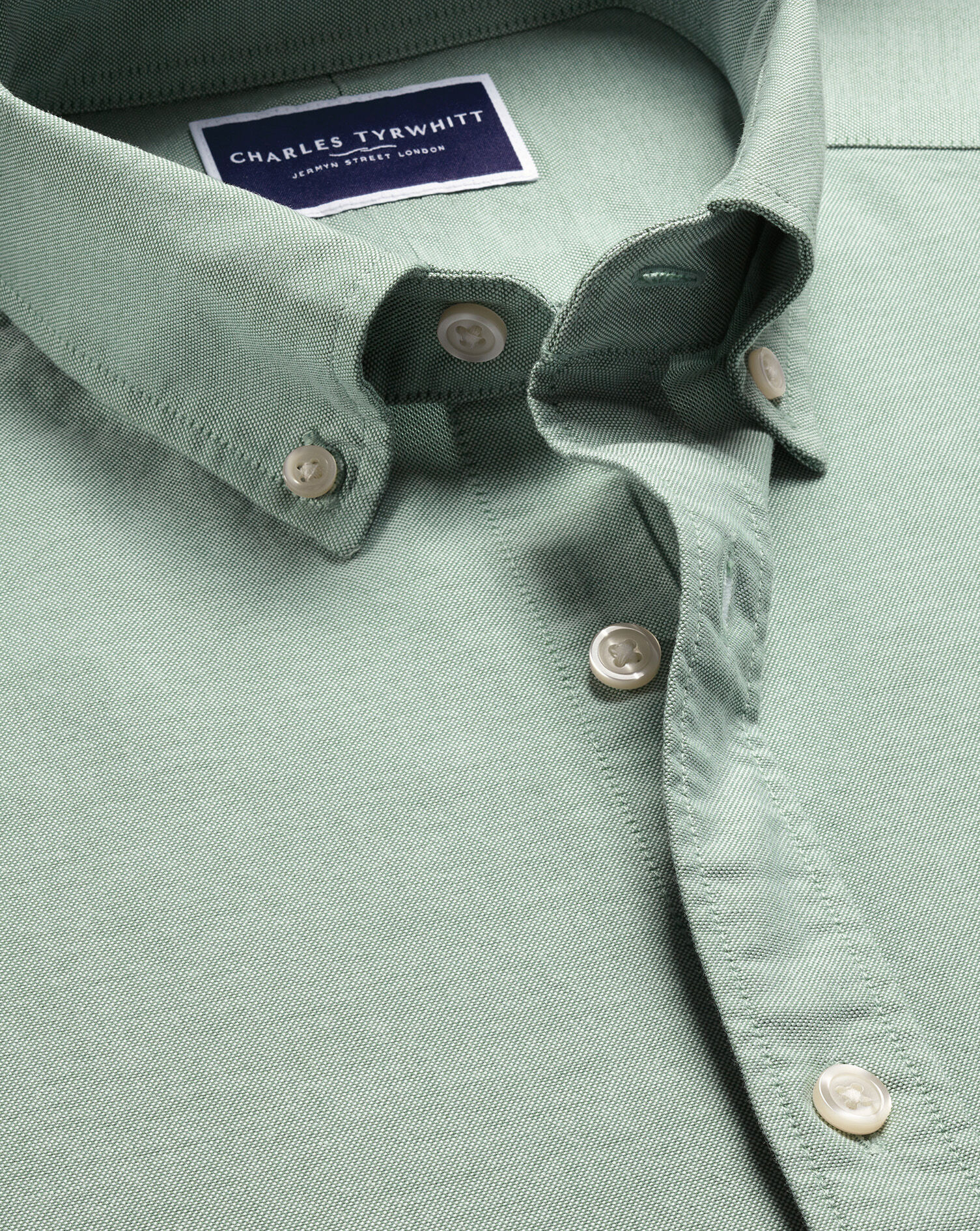 Stretch Washed Oxford Shirt - Light Green