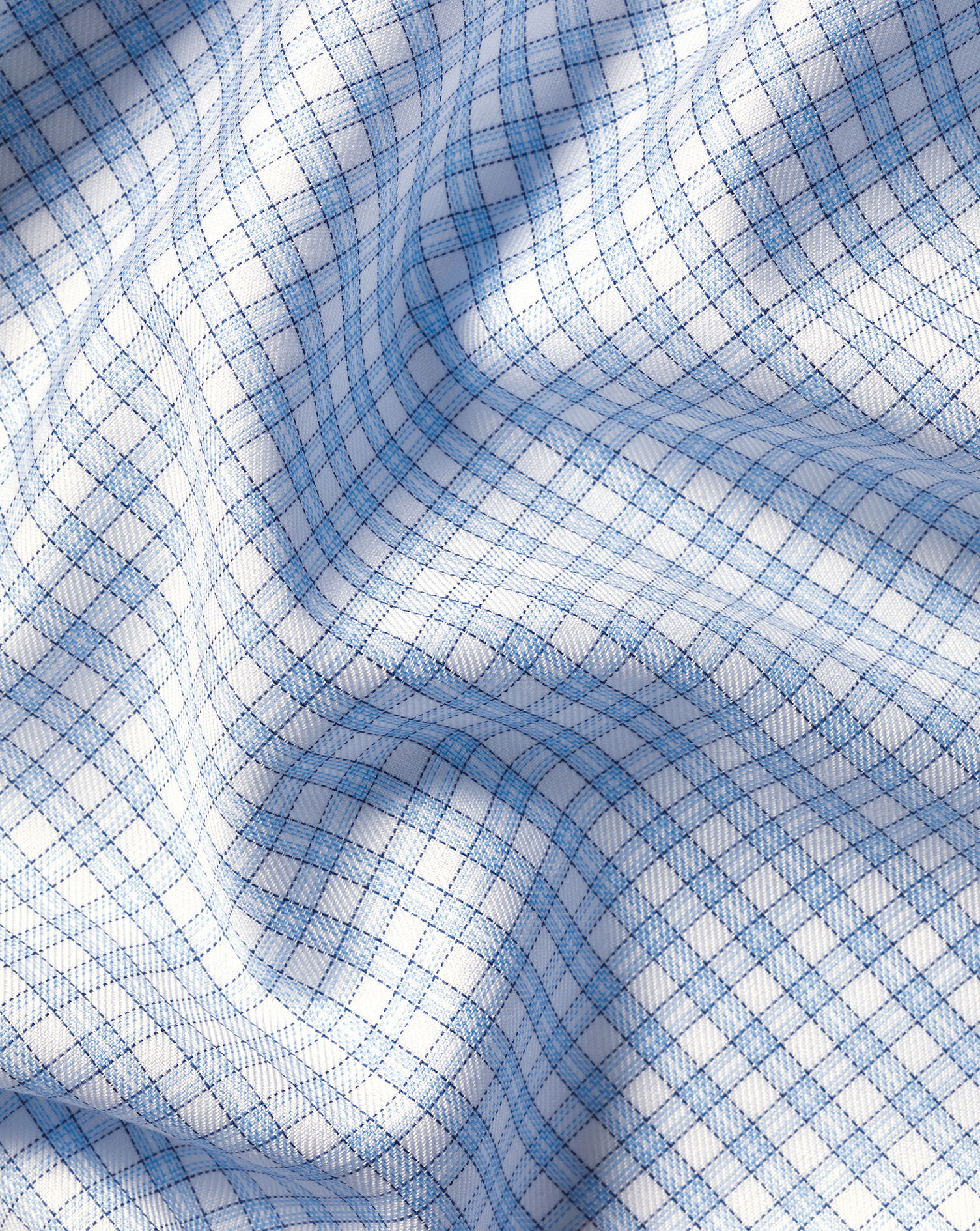 Non-Iron Twill Check Shirt - Cornflower Blue