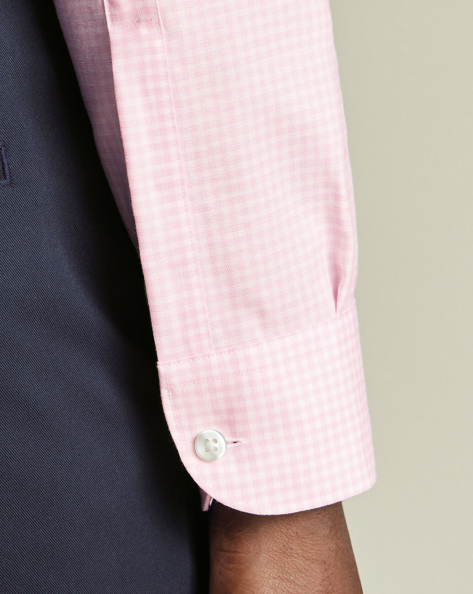Non-Iron Cotton Linen Check Shirt - Pink