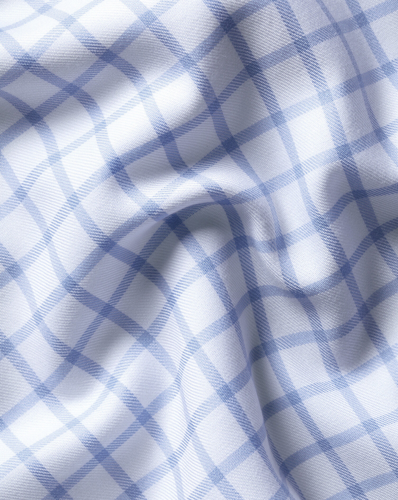 Non-Iron Twill Check Shirt - Sky Blue