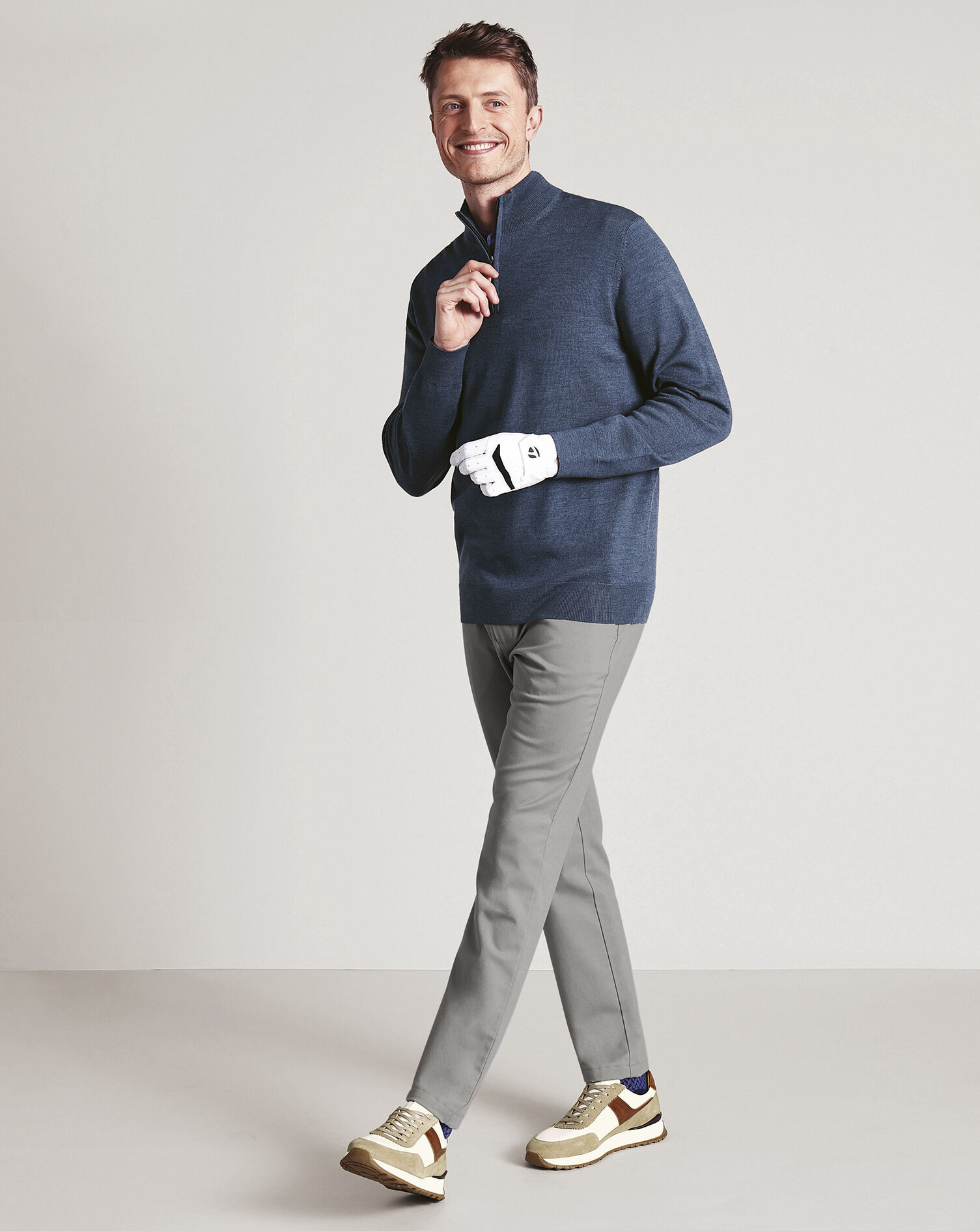 Merino Quarter Zip Sweater - Indigo Melange