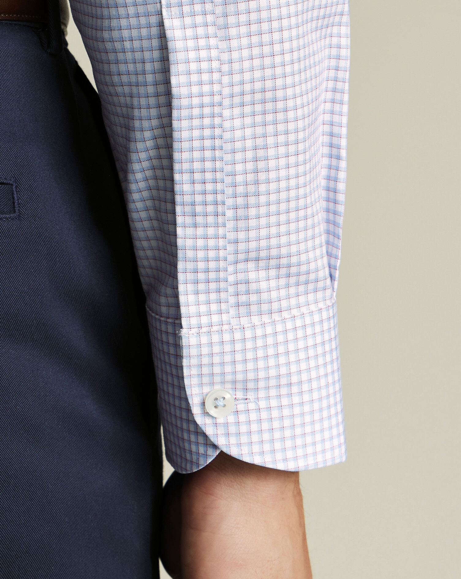 Button-Down Non-Iron Oxford Check Shirt - Blue & Red