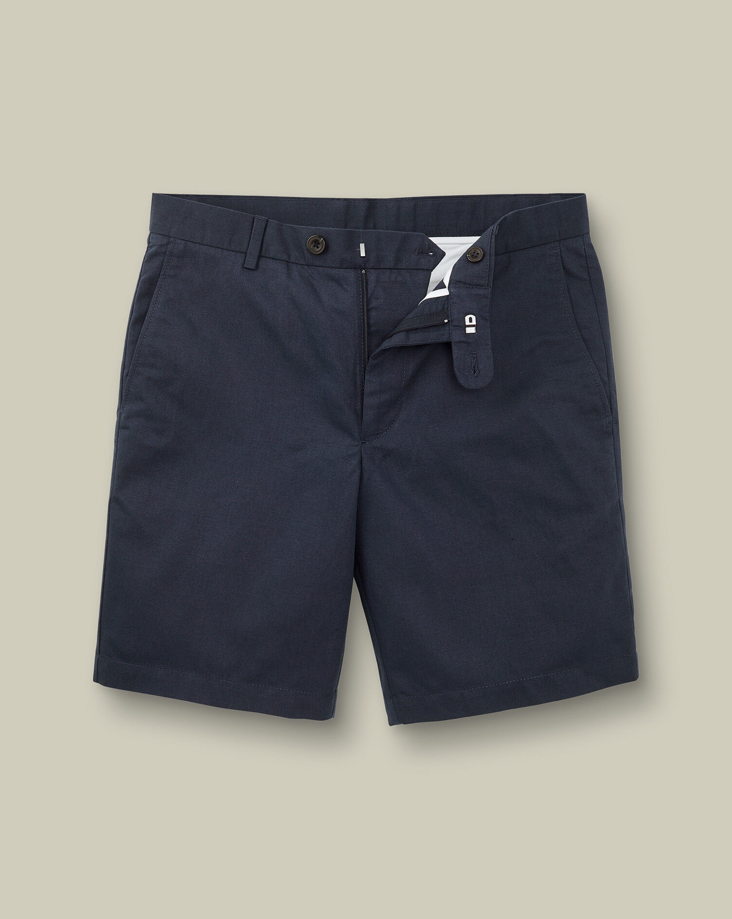 Cotton Linen Shorts - Navy Blue