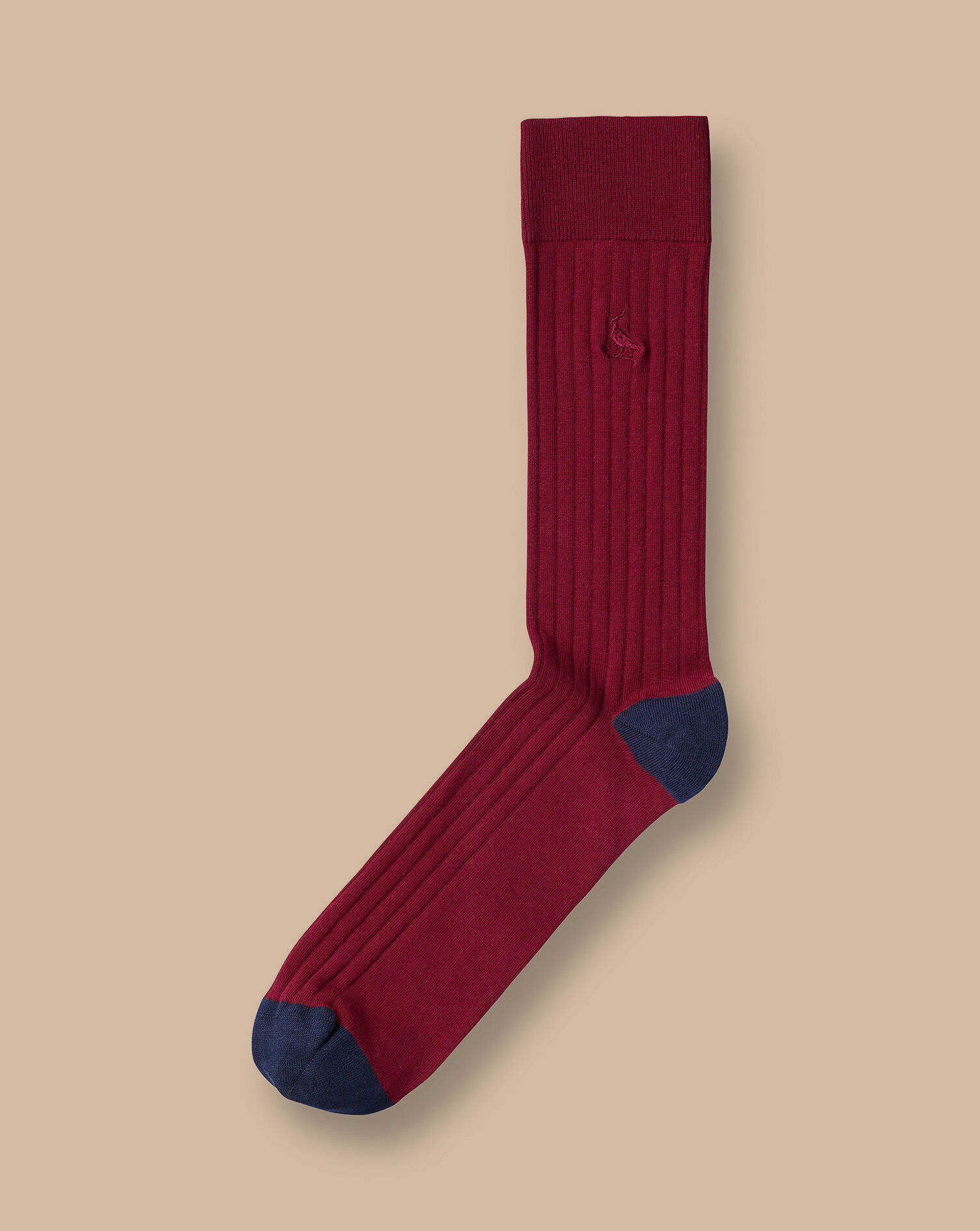Cotton Rib Dress Socks - Dark Red 