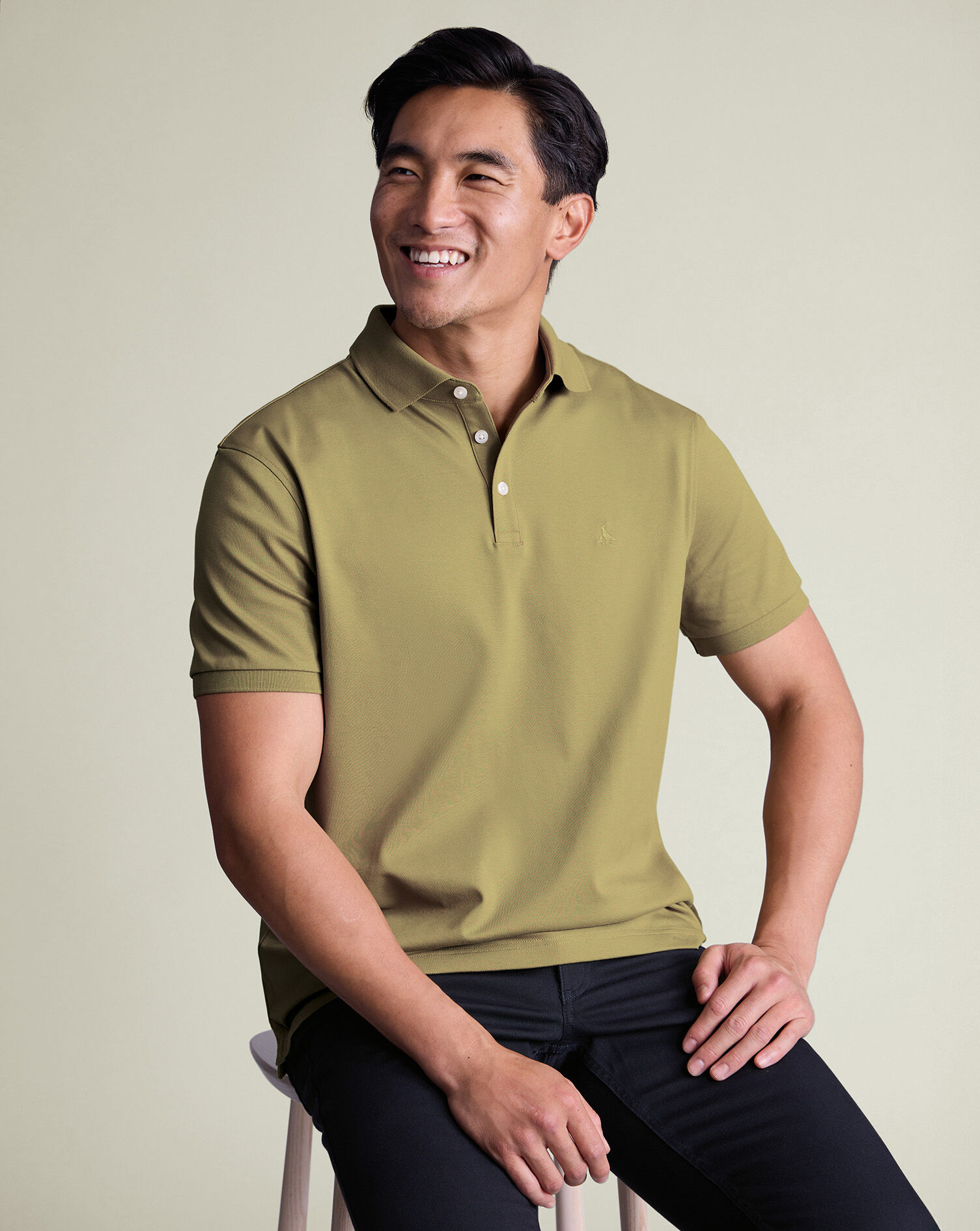Cotton Stretch Pique Polo - Olive Green