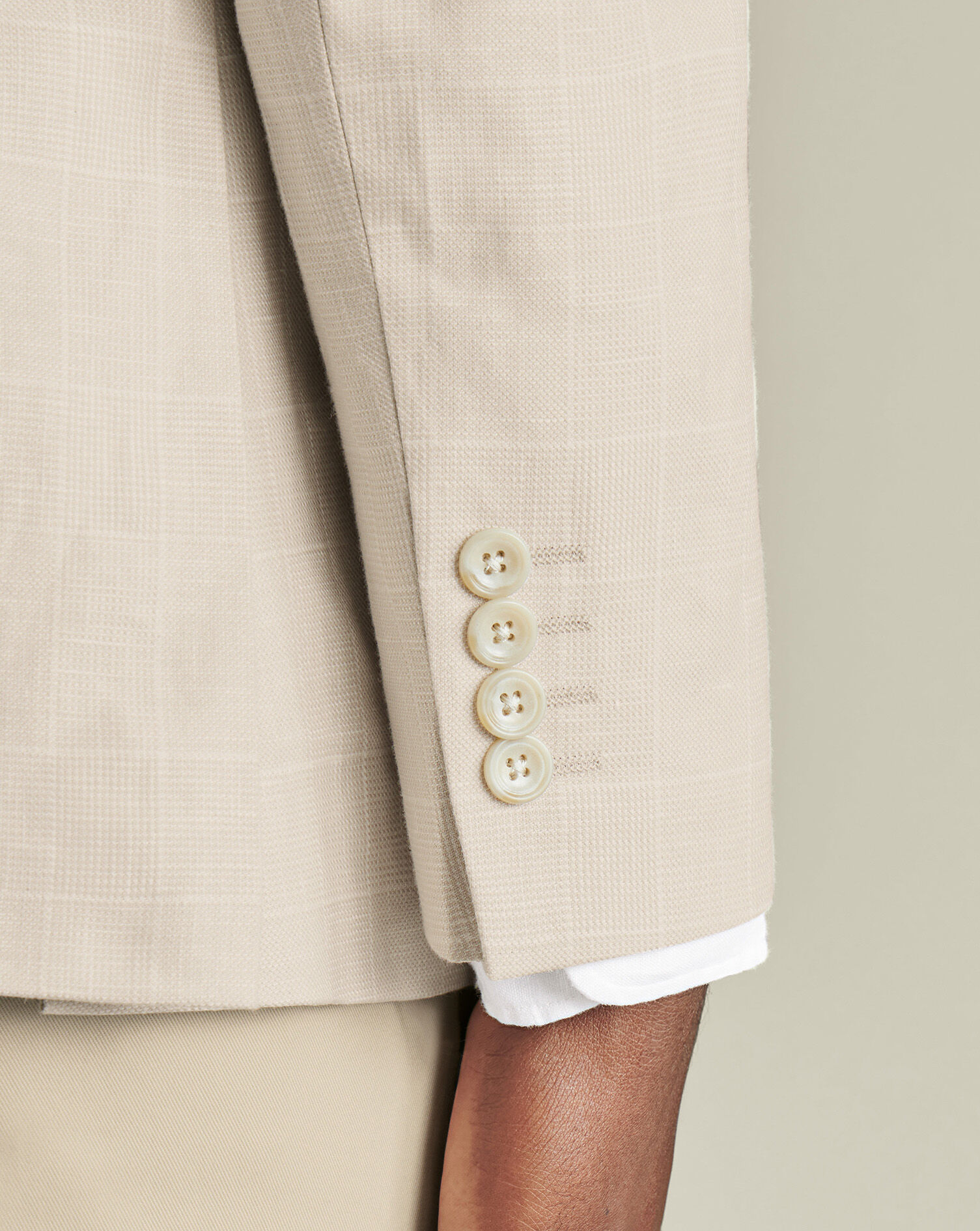 Linen Cotton Check Jacket - Stone