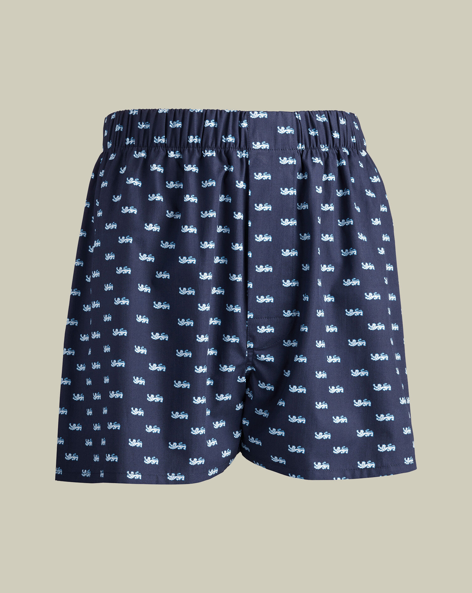 The Lions Print Woven Boxers - Ink Blue