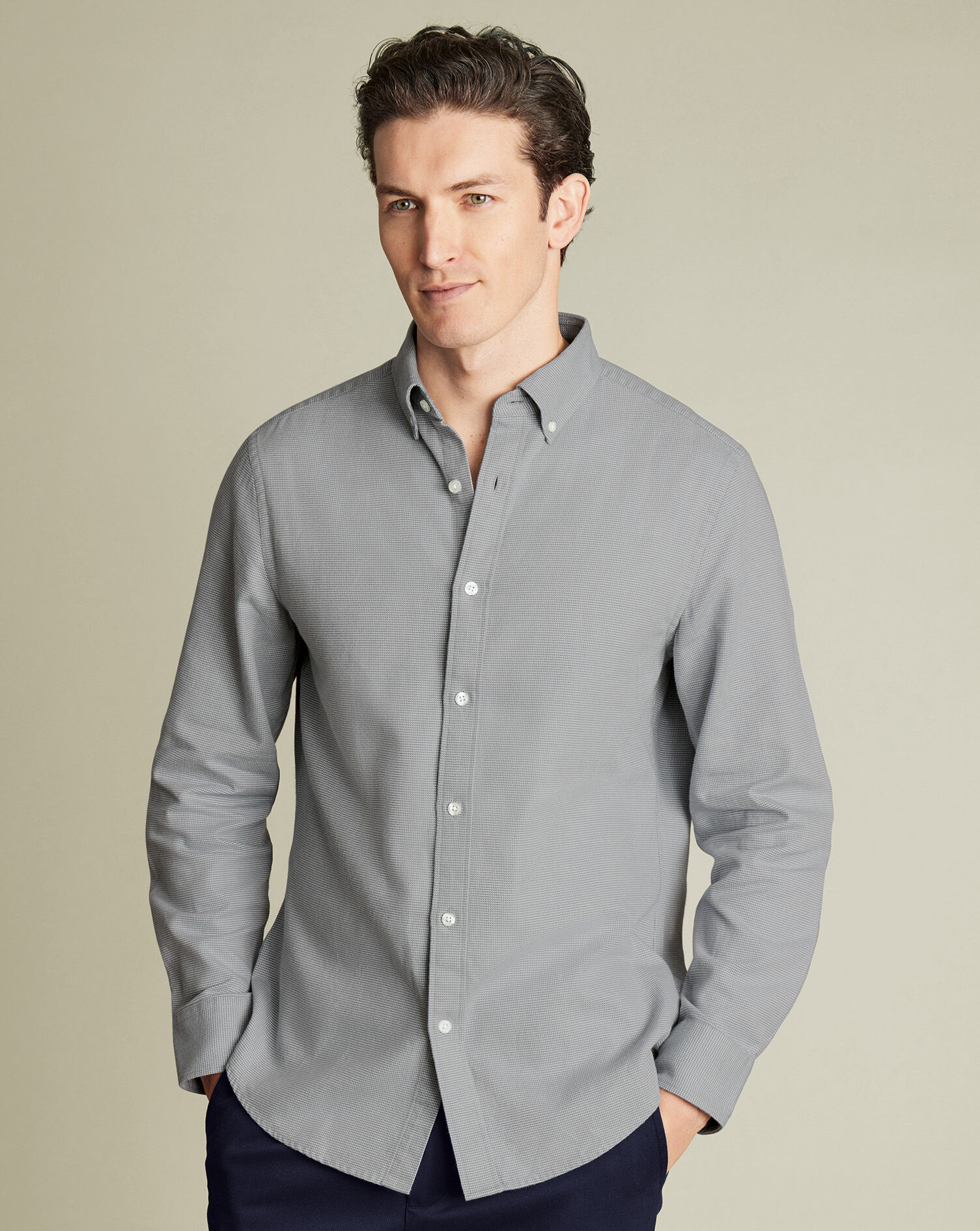 Dobby Flannel Shirt - Light Gray