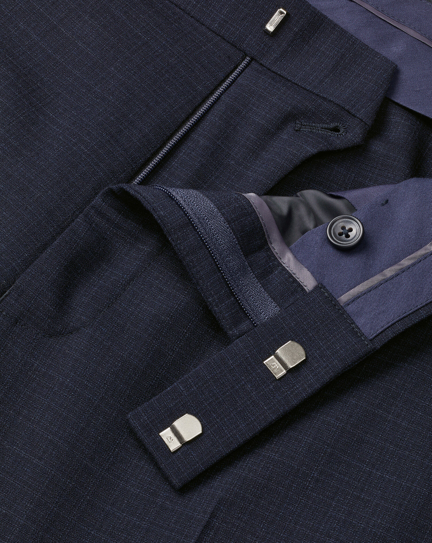 Micro Grid Check Suit Pants - Navy