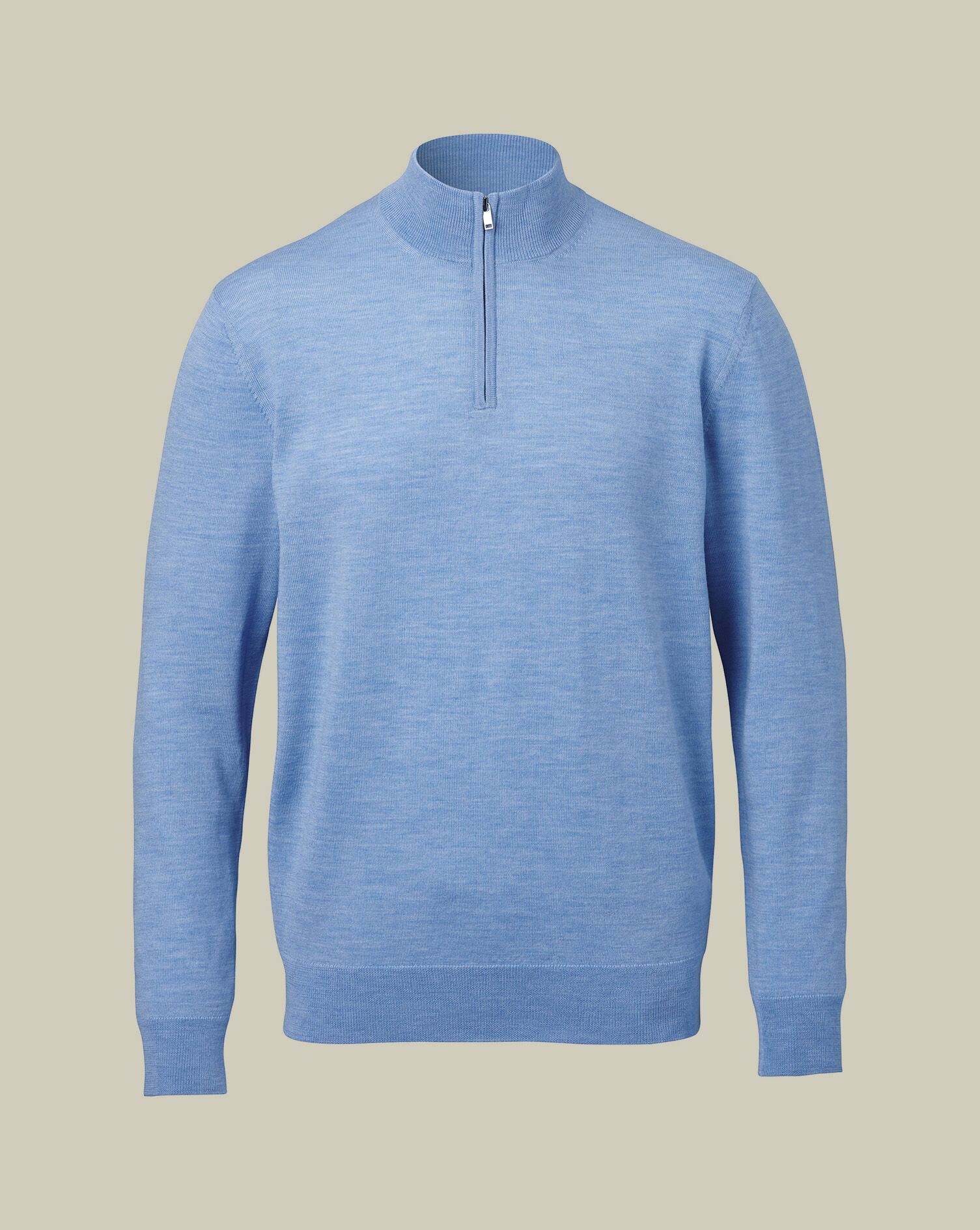 Pure Merino Quarter Zip Sweater - Cornflower Blue