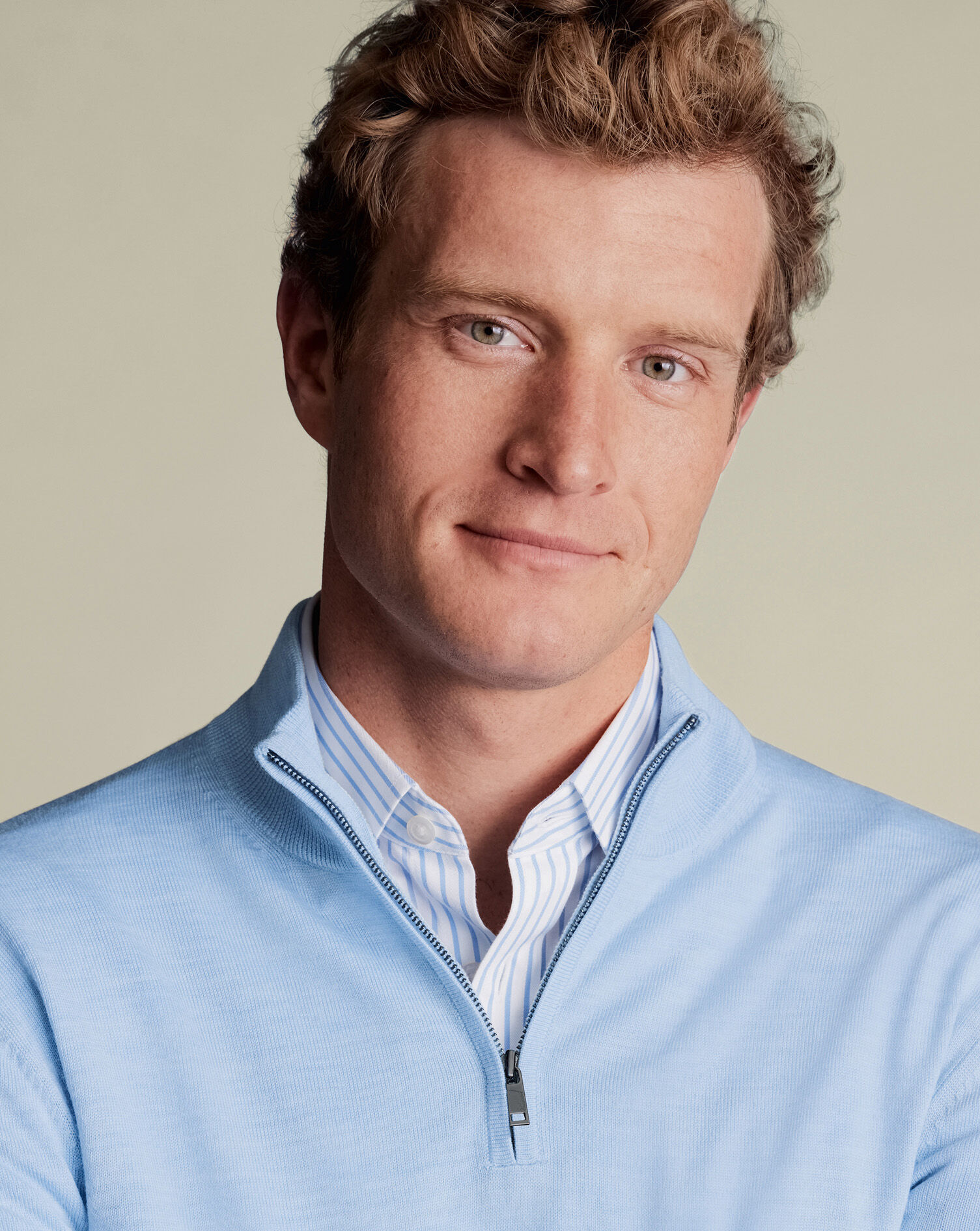 Merino Quarter Zip Sweater - Sky Blue