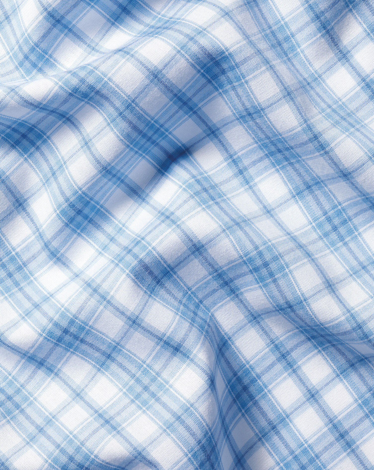 Non-Iron Stretch Poplin Check Shirt - Cornflower Blue