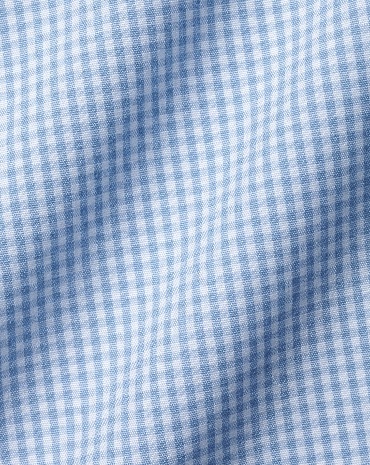 Spread Collar Non-Iron Mini Gingham Check Shirt - Cornflower Blue
