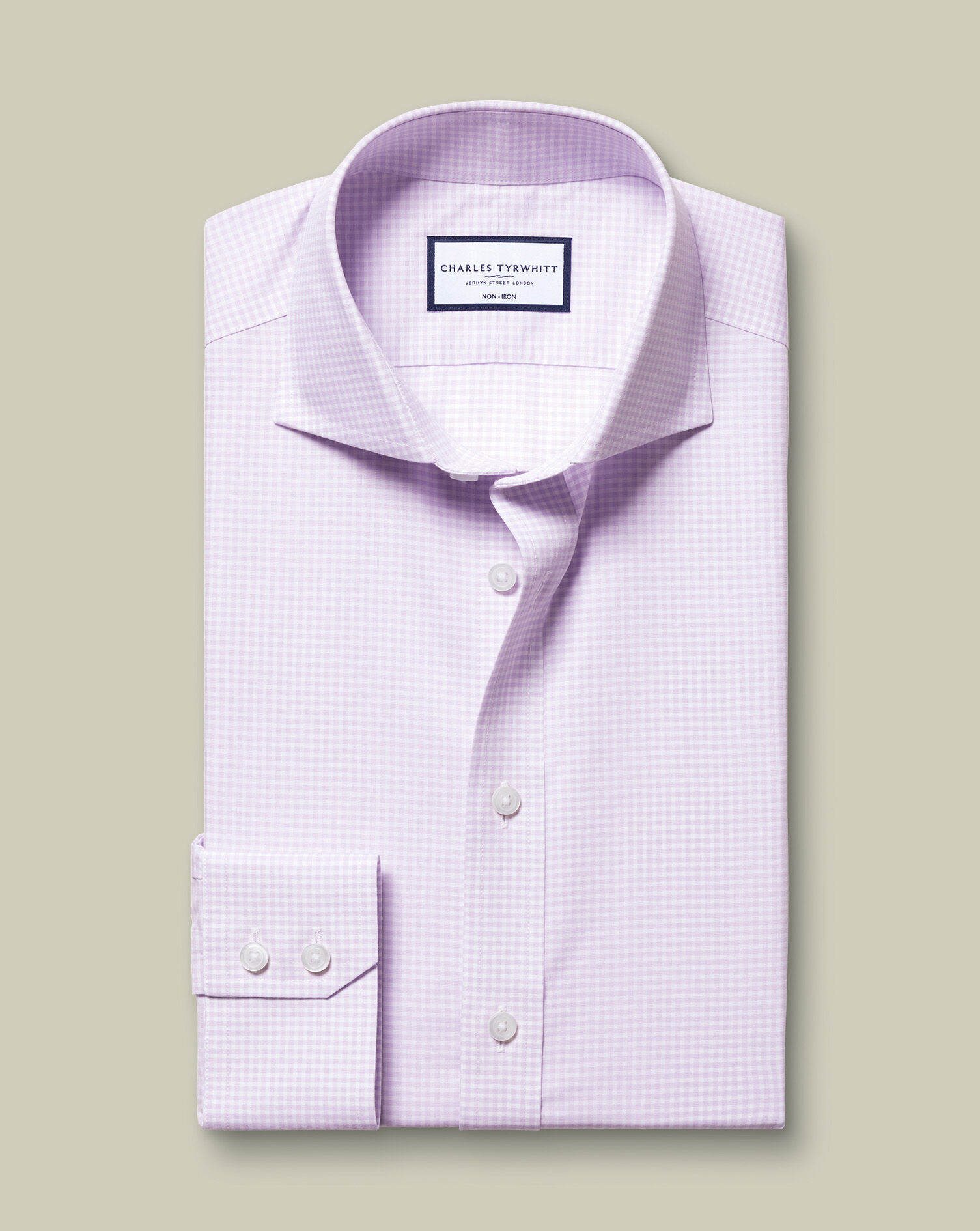 Non-Iron Poplin Gingham Shirt - Lavender