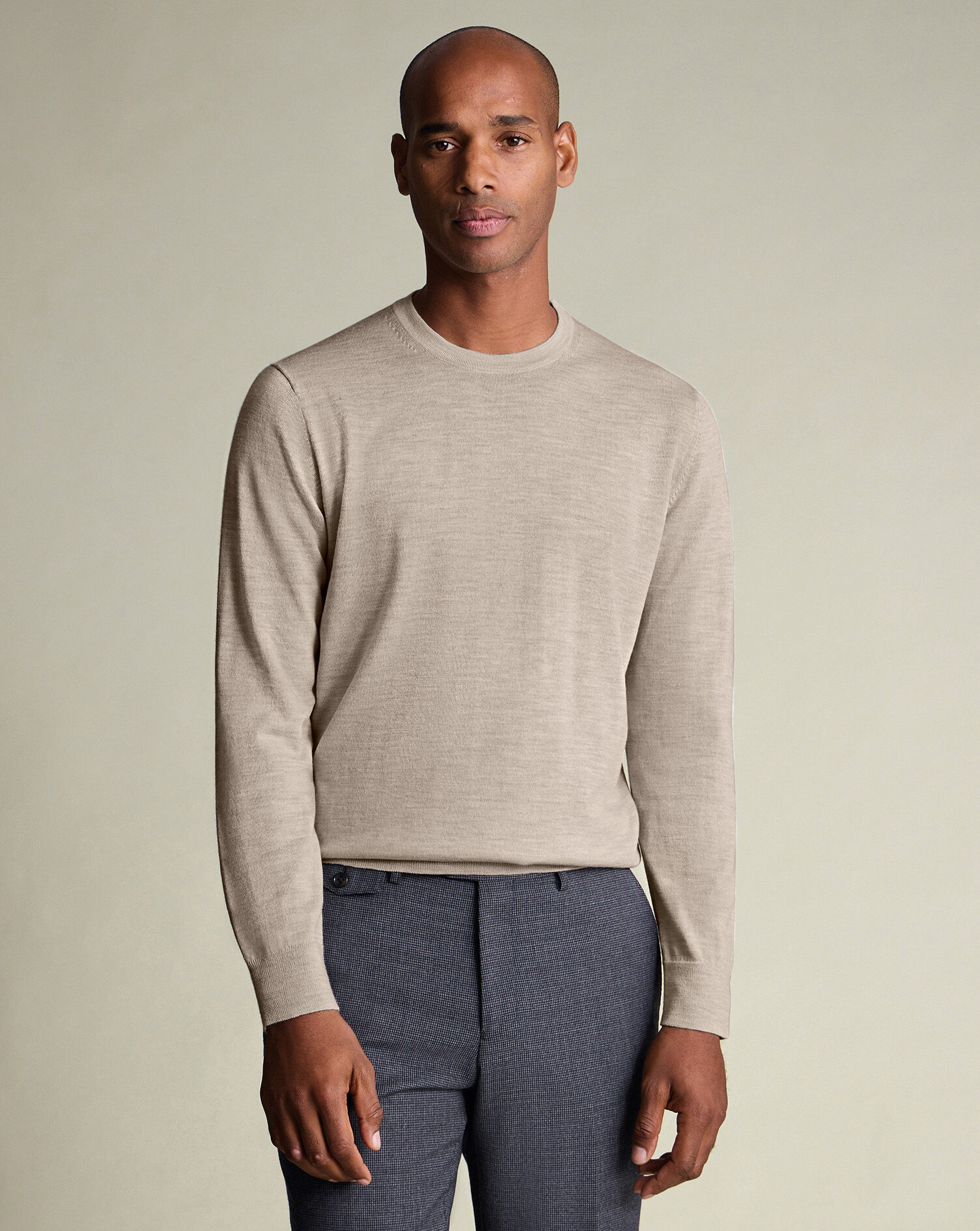 Pure Merino Crew Neck Sweater - Limestone