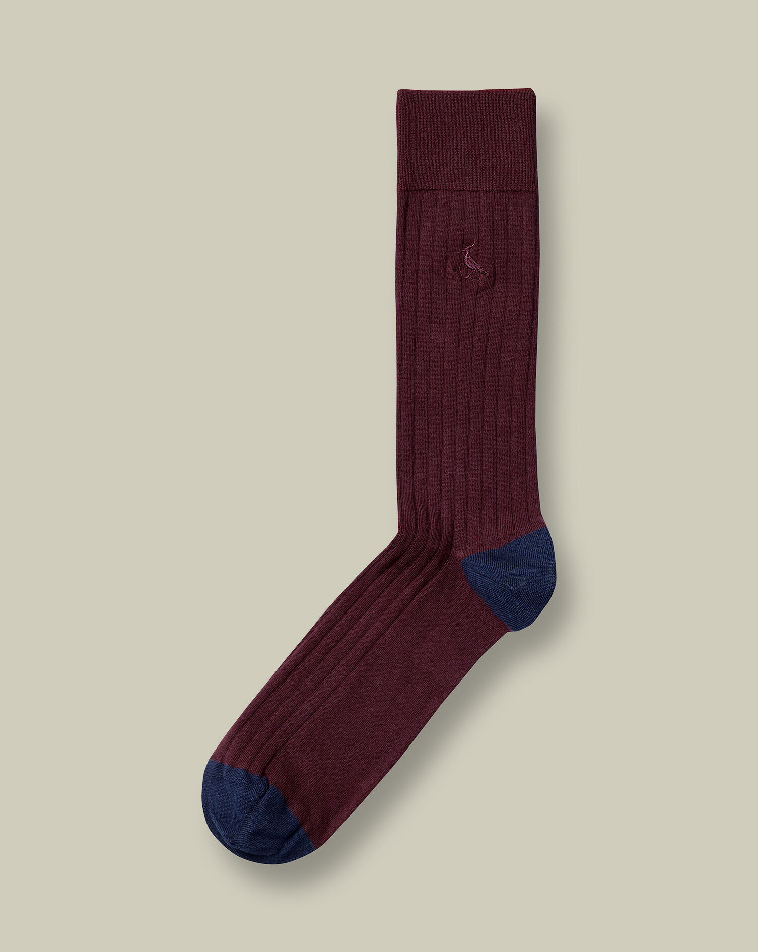 Cotton Rib Dress Socks - Wine 