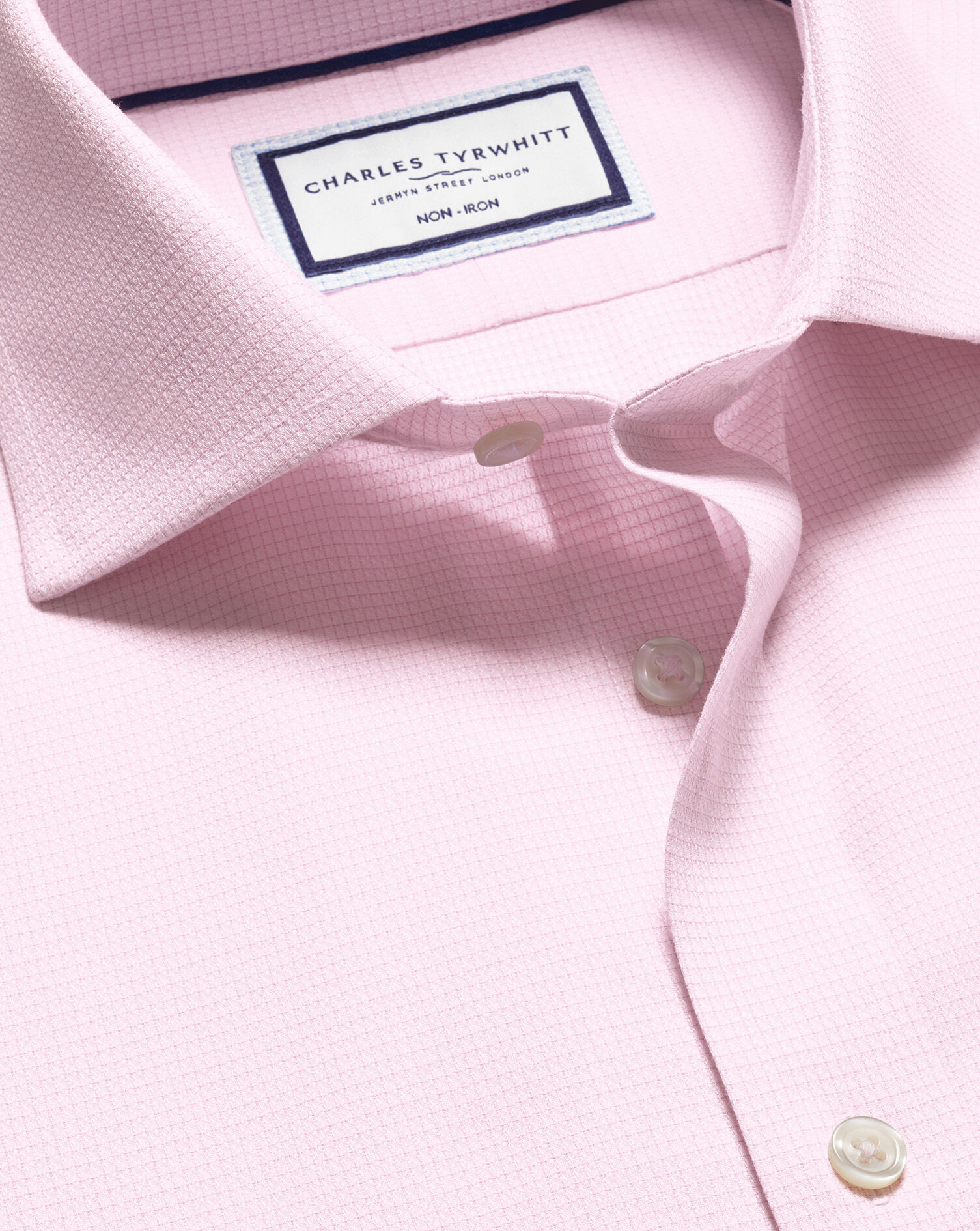 Spread Collar Non-Iron Stretch Kensington Weave Shirt - Pink
