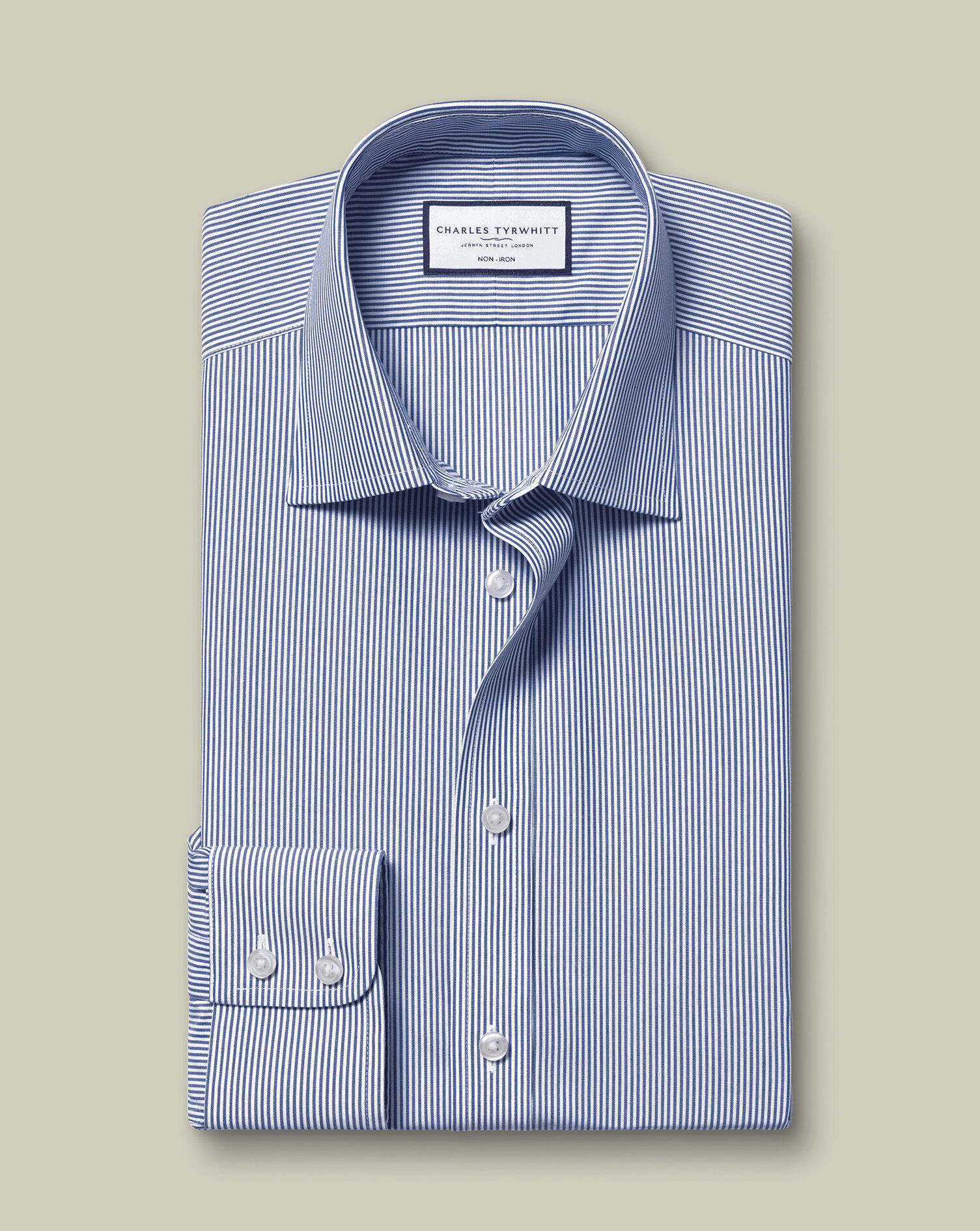 Non-Iron Poplin Bengal Stripe Shirt - Royal Blue