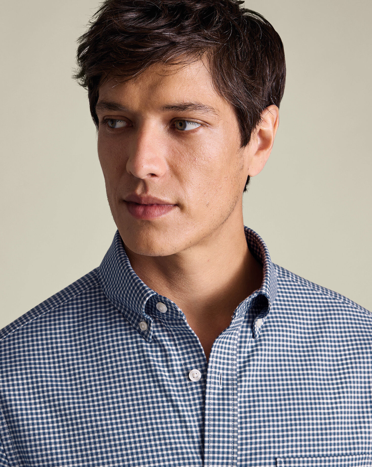 Twill Gingham Shirt - Ink Blue