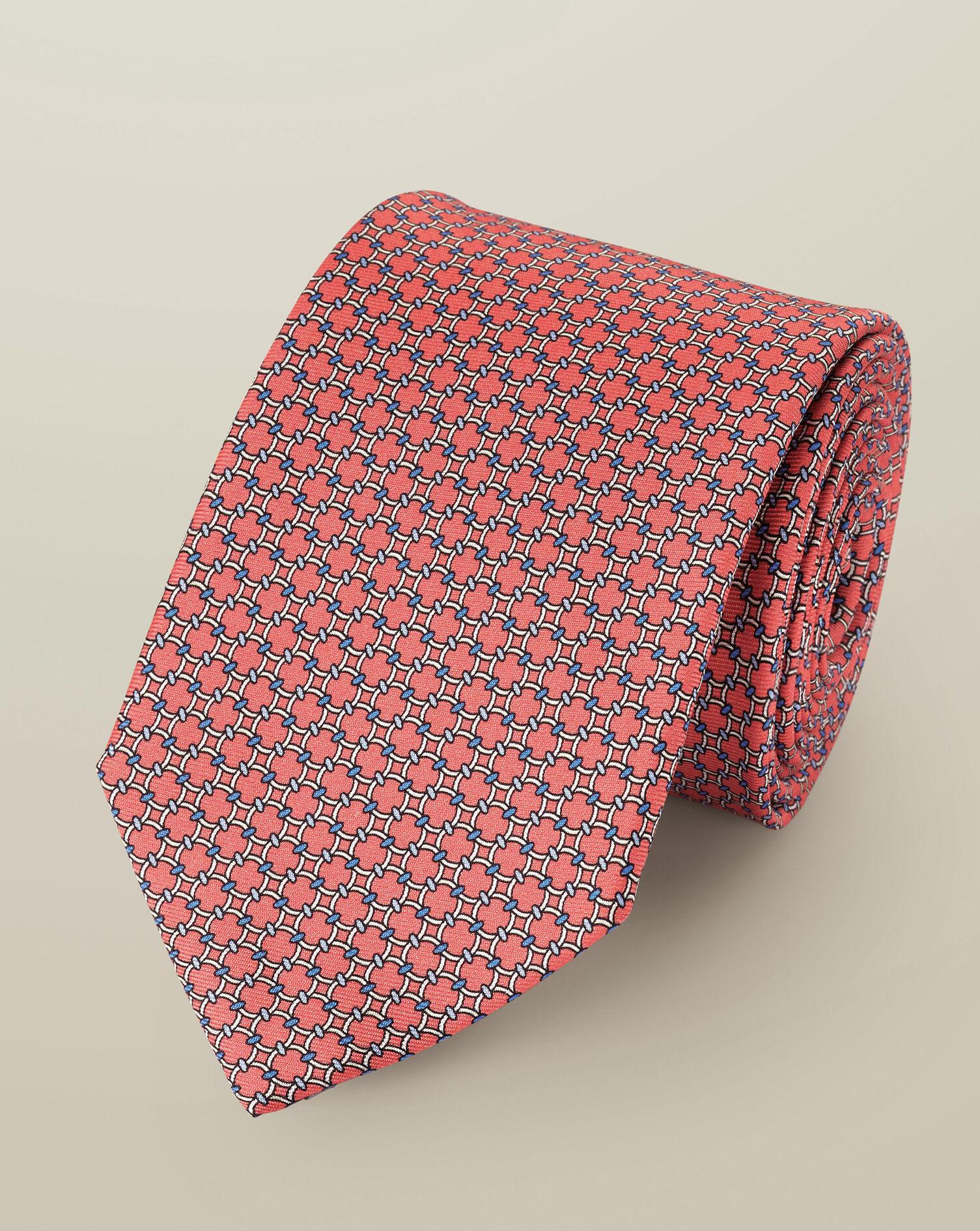 Silk Printed Tie - Coral Pink