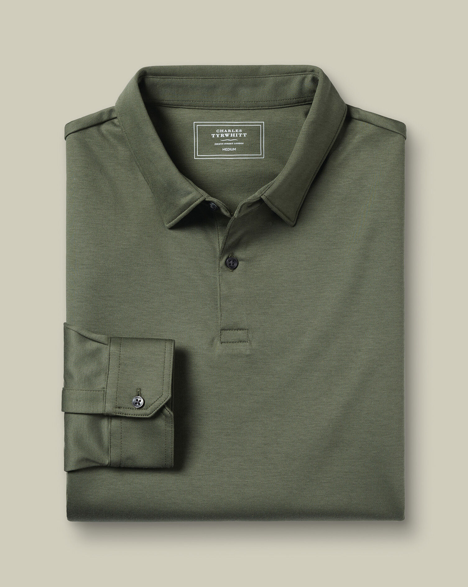 Smart Long Sleeve Jersey Polo - Olive Green