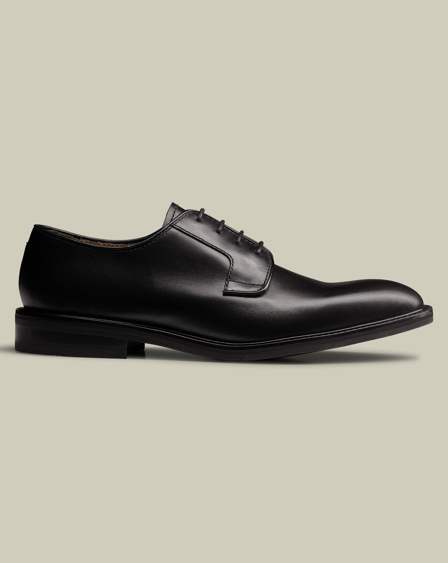 Leather Derby Rubber Sole Shoe - Black