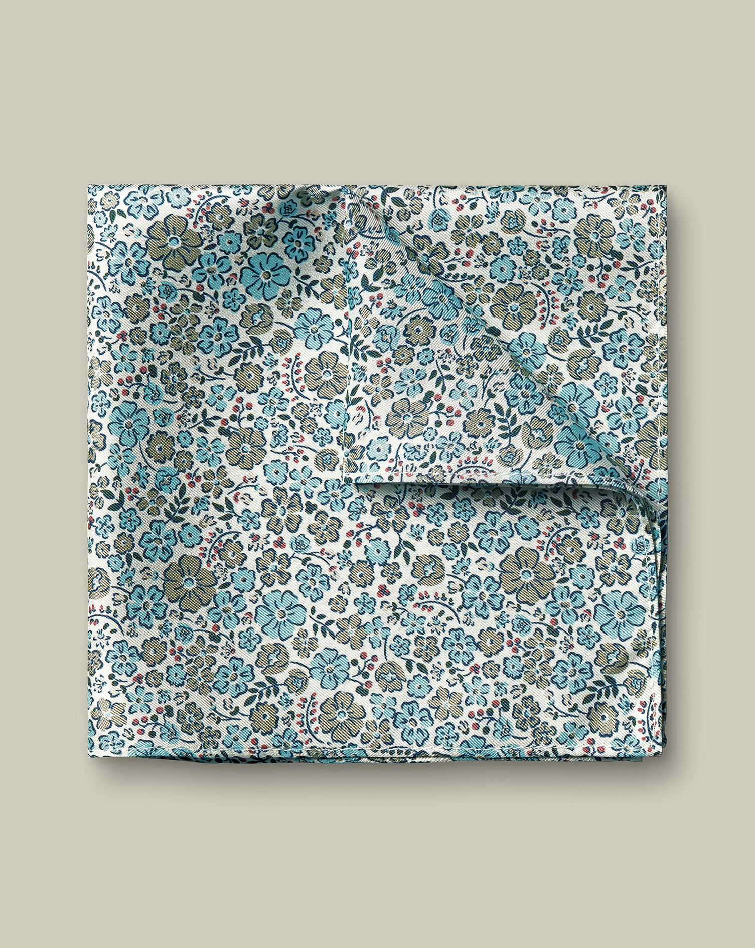 Silk Floral Pocket Square - Ivory & Spearmint