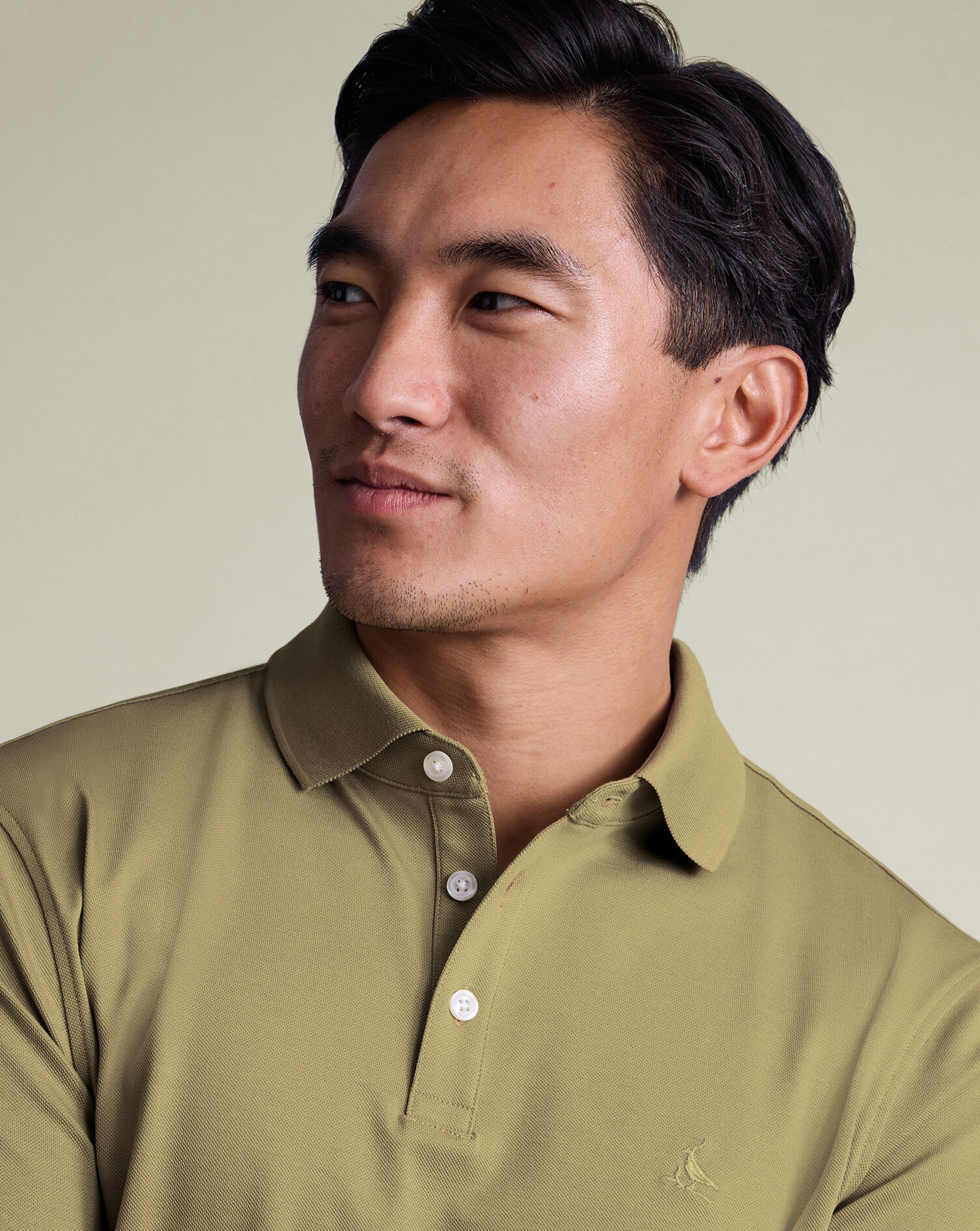 Cotton Stretch Pique Polo - Olive Green