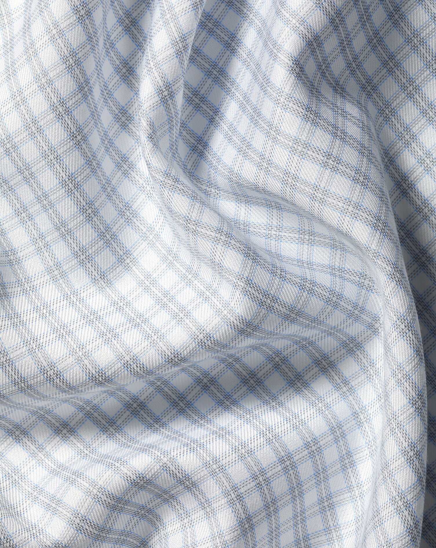 Non-Iron Twill Check Shirt - Silver Gray