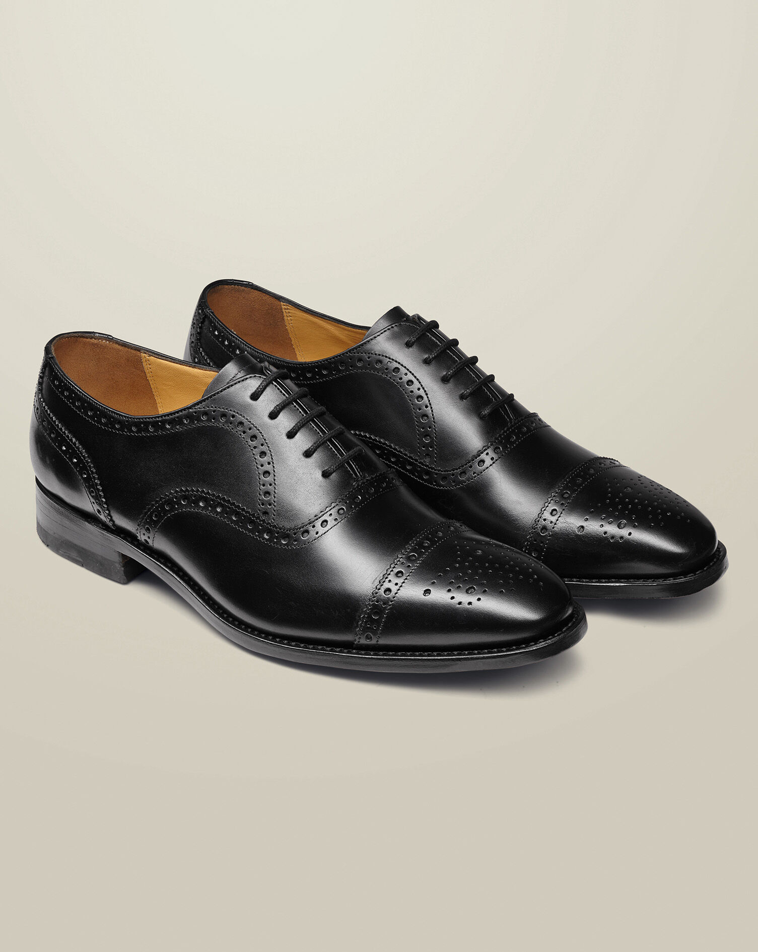 Leather Oxford Brogue Shoes - Black