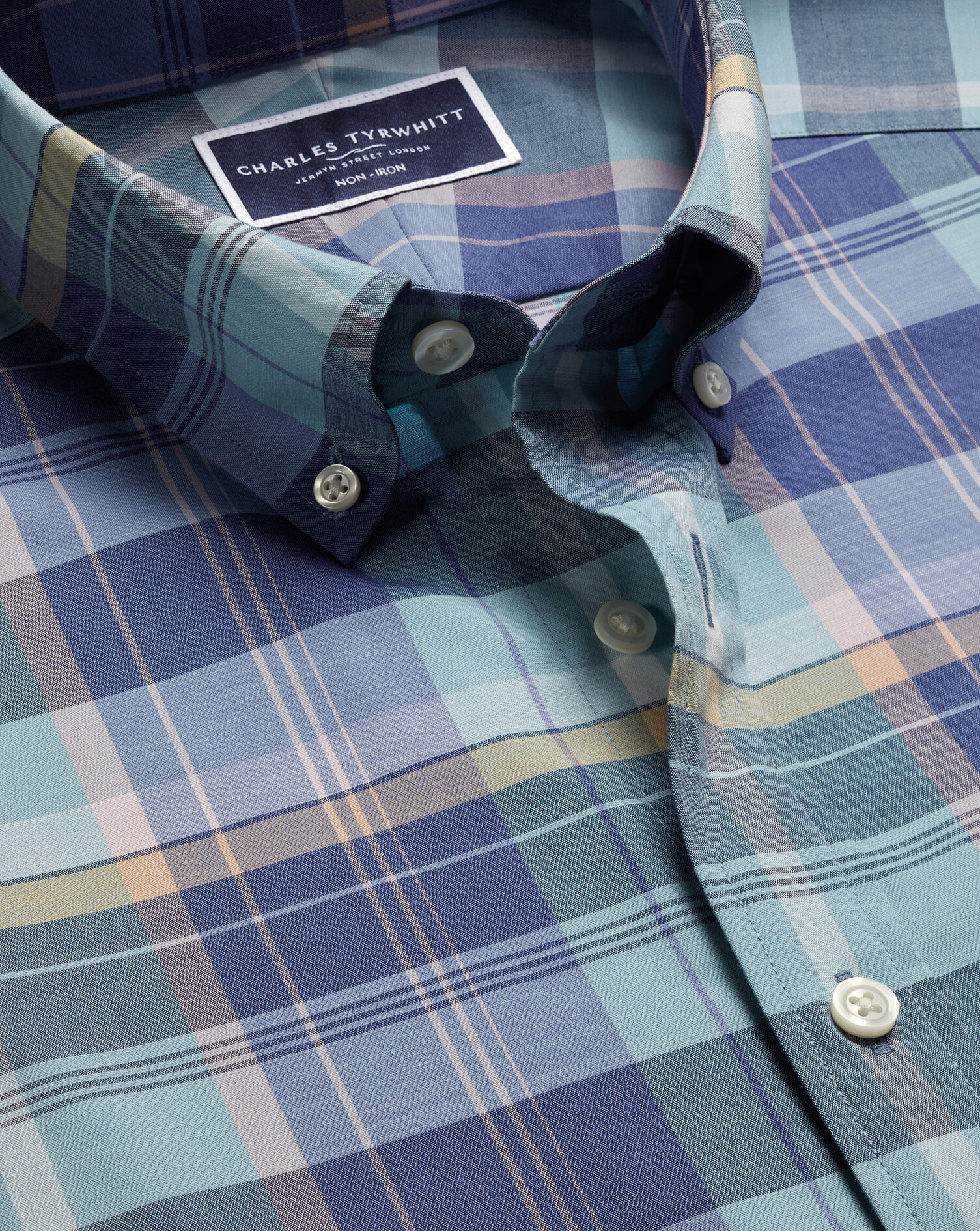 Non-Iron Stretch Poplin Slub Short Sleeve Shirt - Spearmint