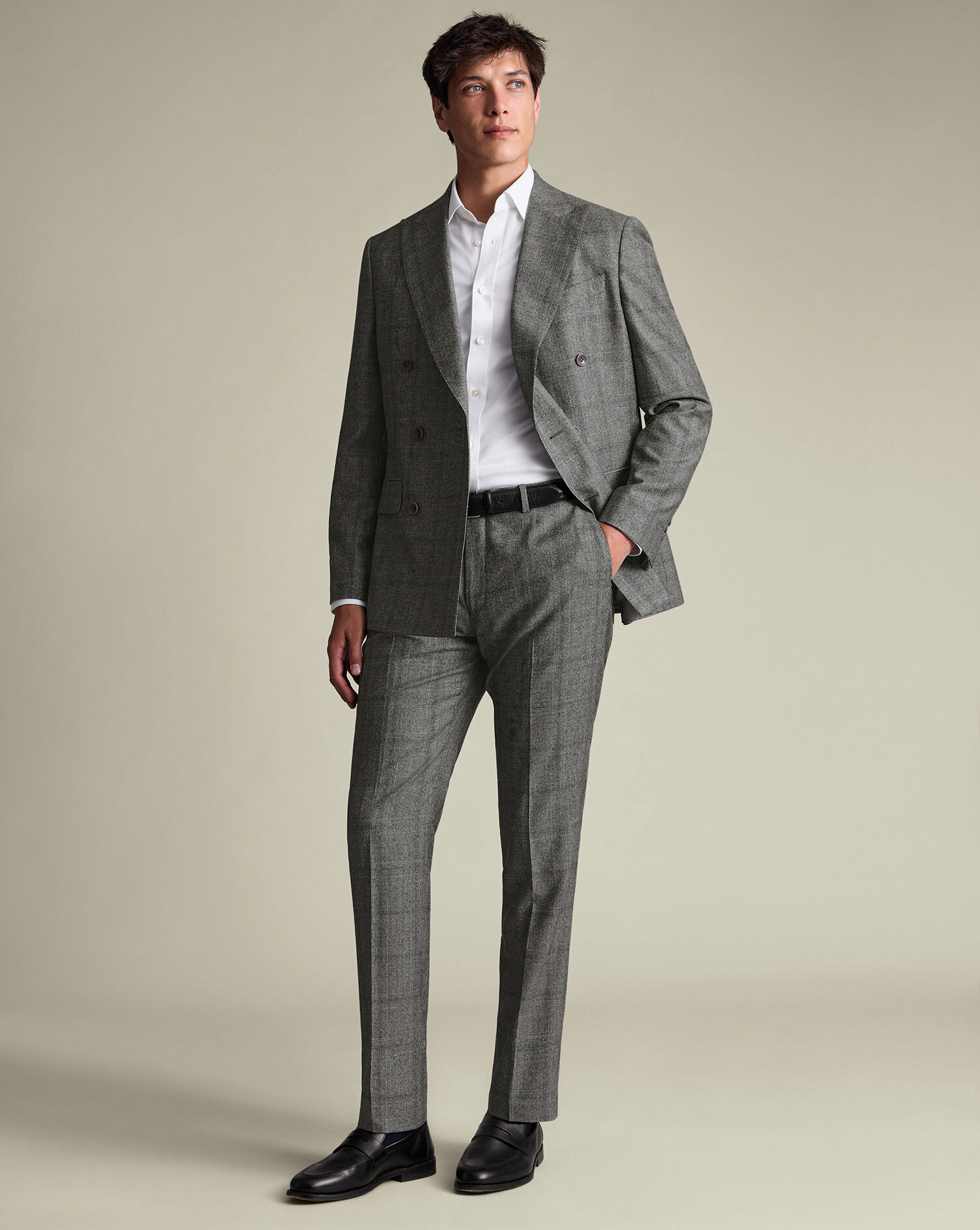 Double Breasted Ultimate Performance Check Suit - Gray