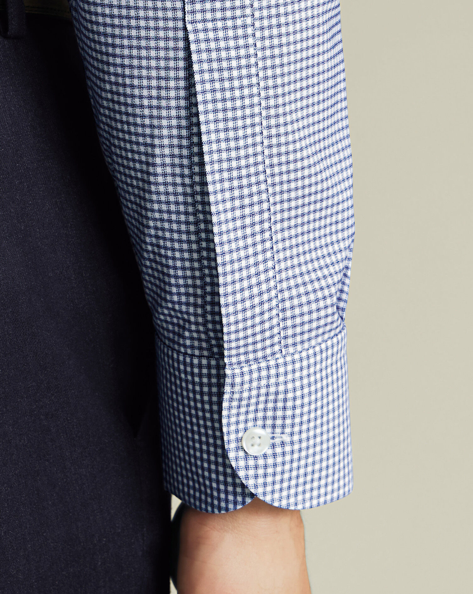 Non-Iron Performance Twill Check Shirt - Indigo Blue